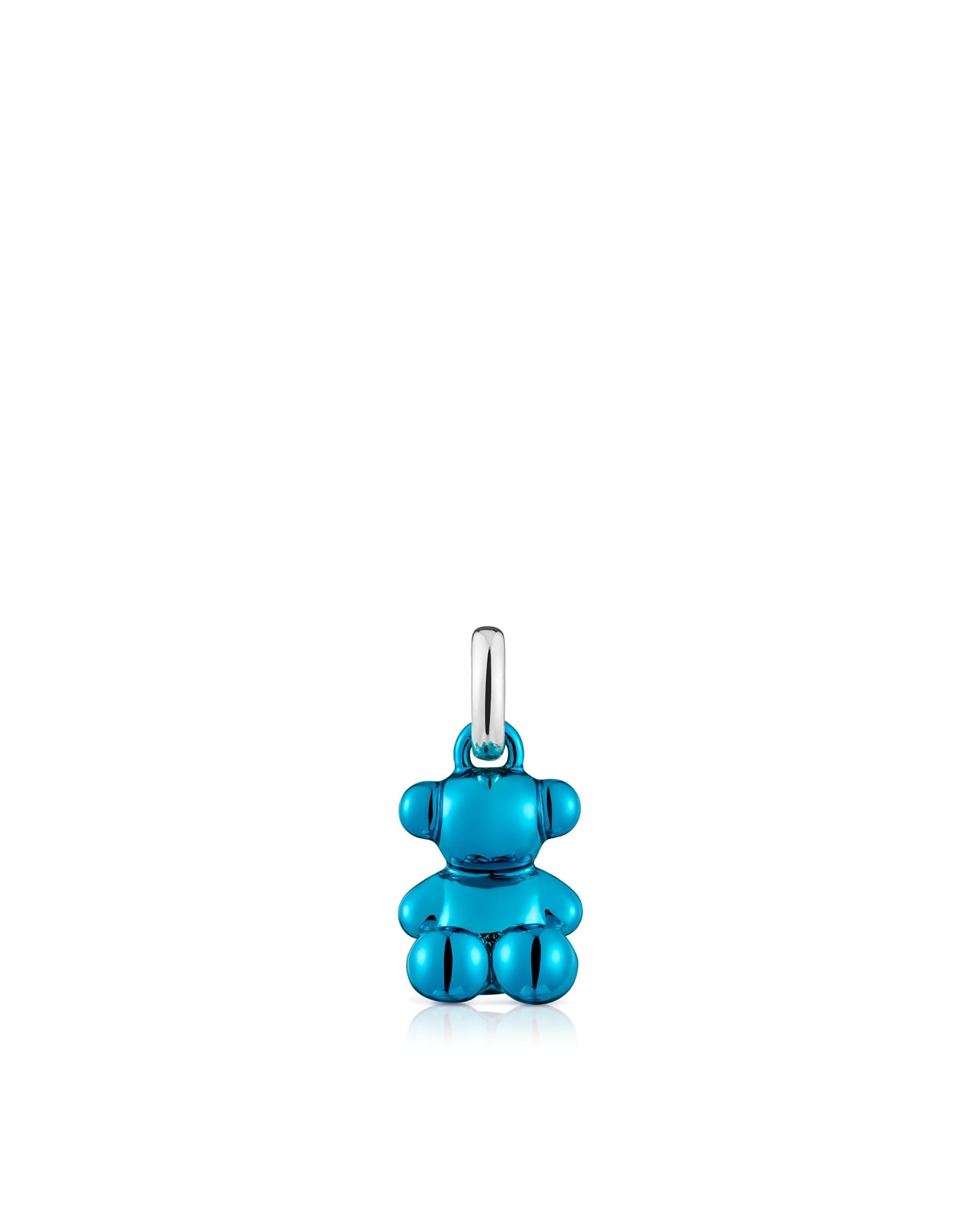 Pendente Bold Bear de Urso Pequeno de Aço em Azul Metalizado Azul-1