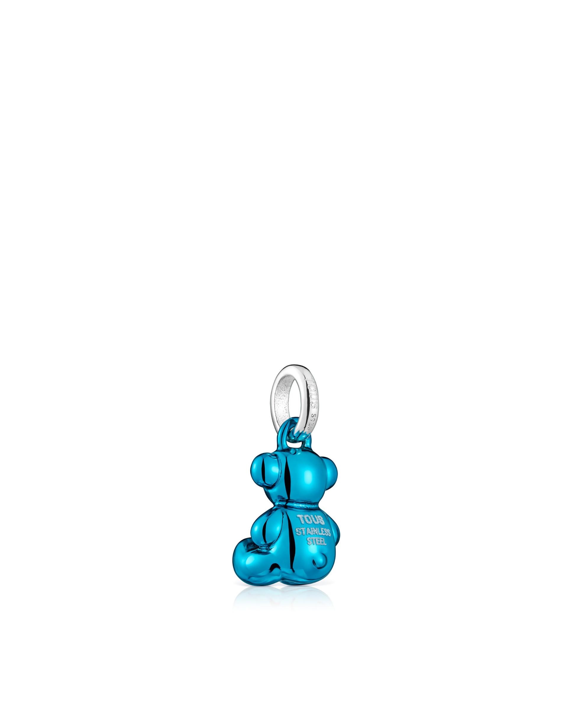 Pendente Bold Bear de Urso Pequeno de Aço em Azul Metalizado Azul-3