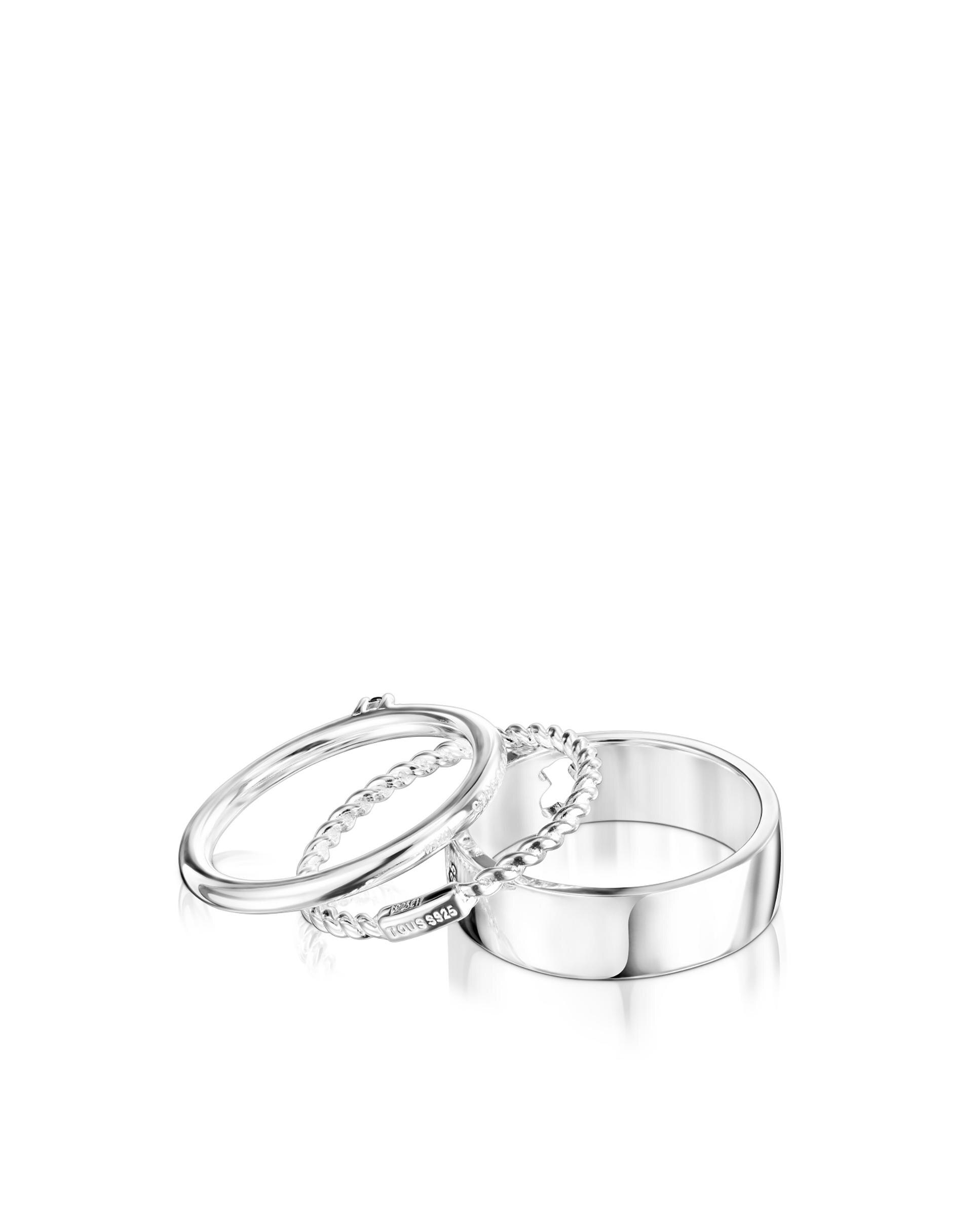 Pack de Anéis Ring Mix em Prata com Espinélio Preto-3