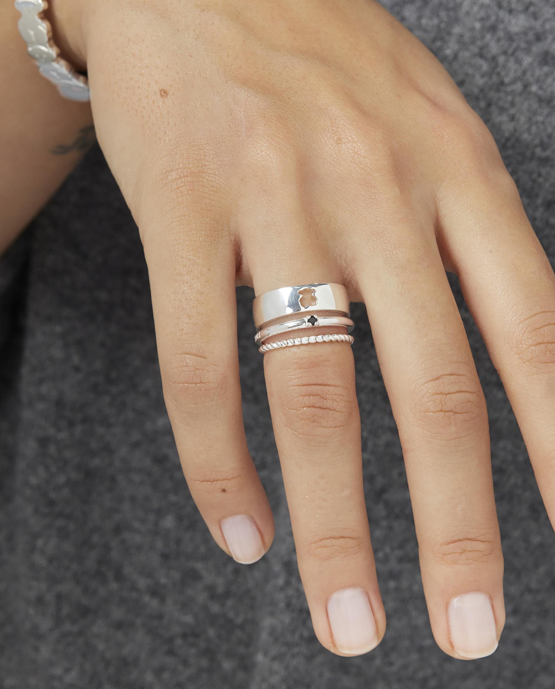 Pack de Anéis Ring Mix em Prata com Espinélio Preto-4