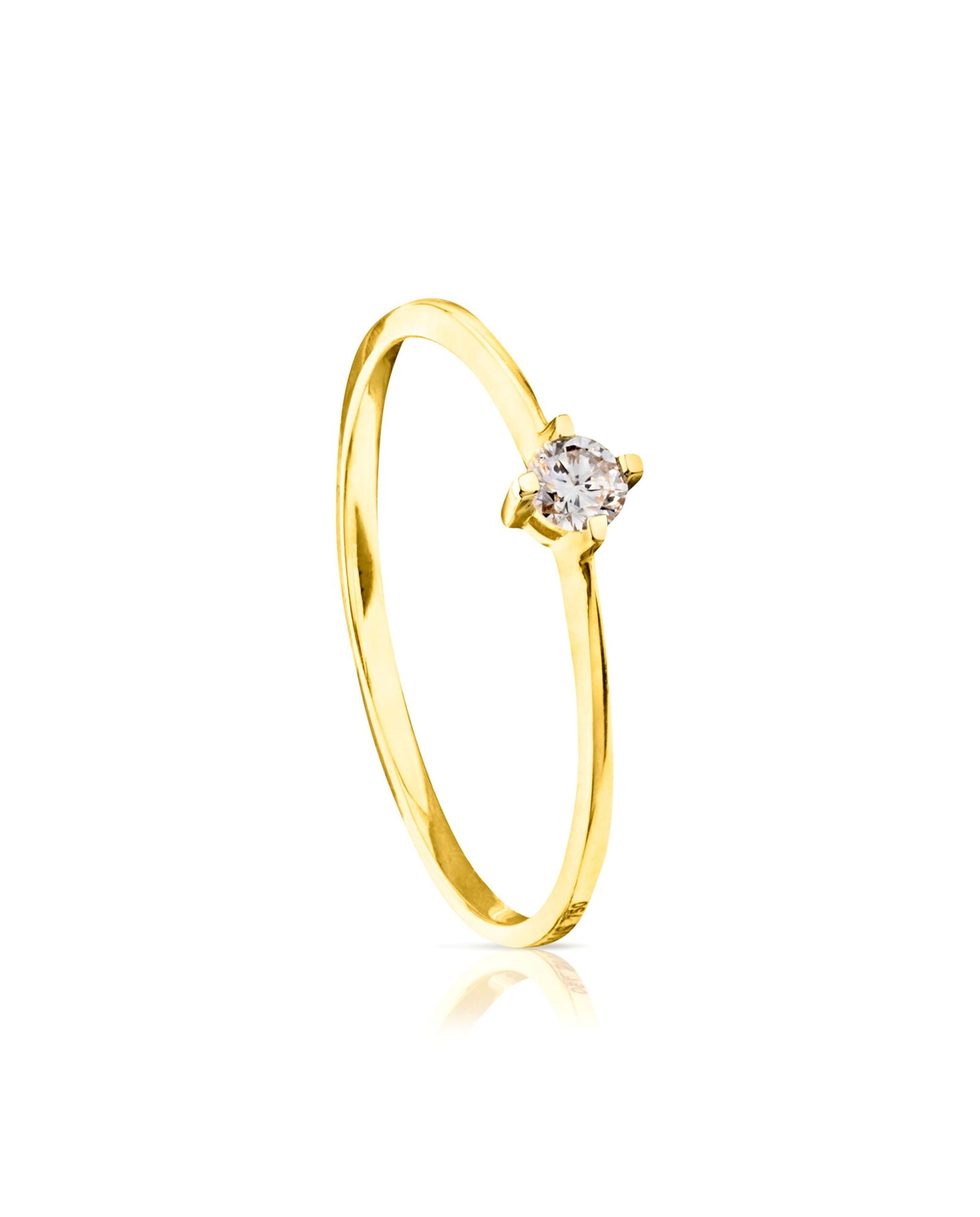 Anel Solitário Brilhants de Ouro com Diamante Branco-1