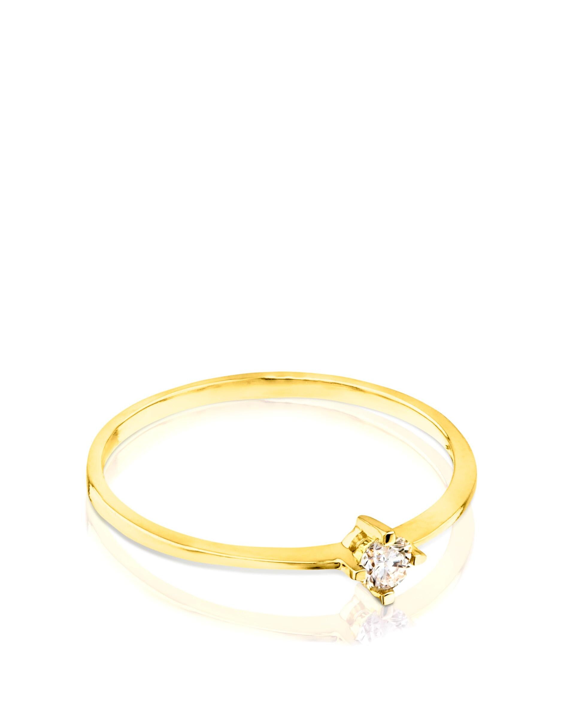 Anel Solitário Brilhants de Ouro com Diamante Branco-2