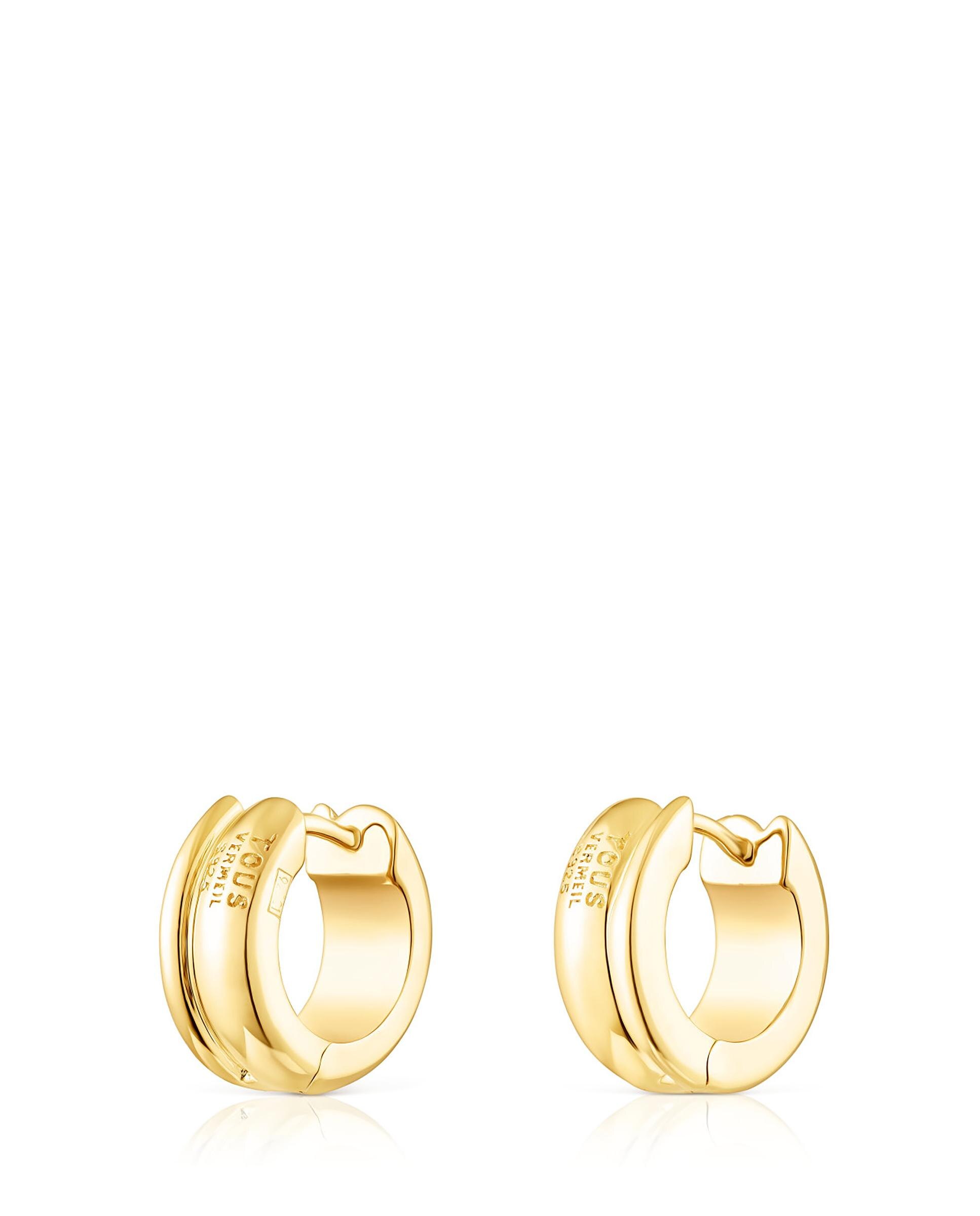 Brincos de Aro Fellow Duplo Aro Banhados em Ouro 18 Kt Sobre Prata Dourado-3