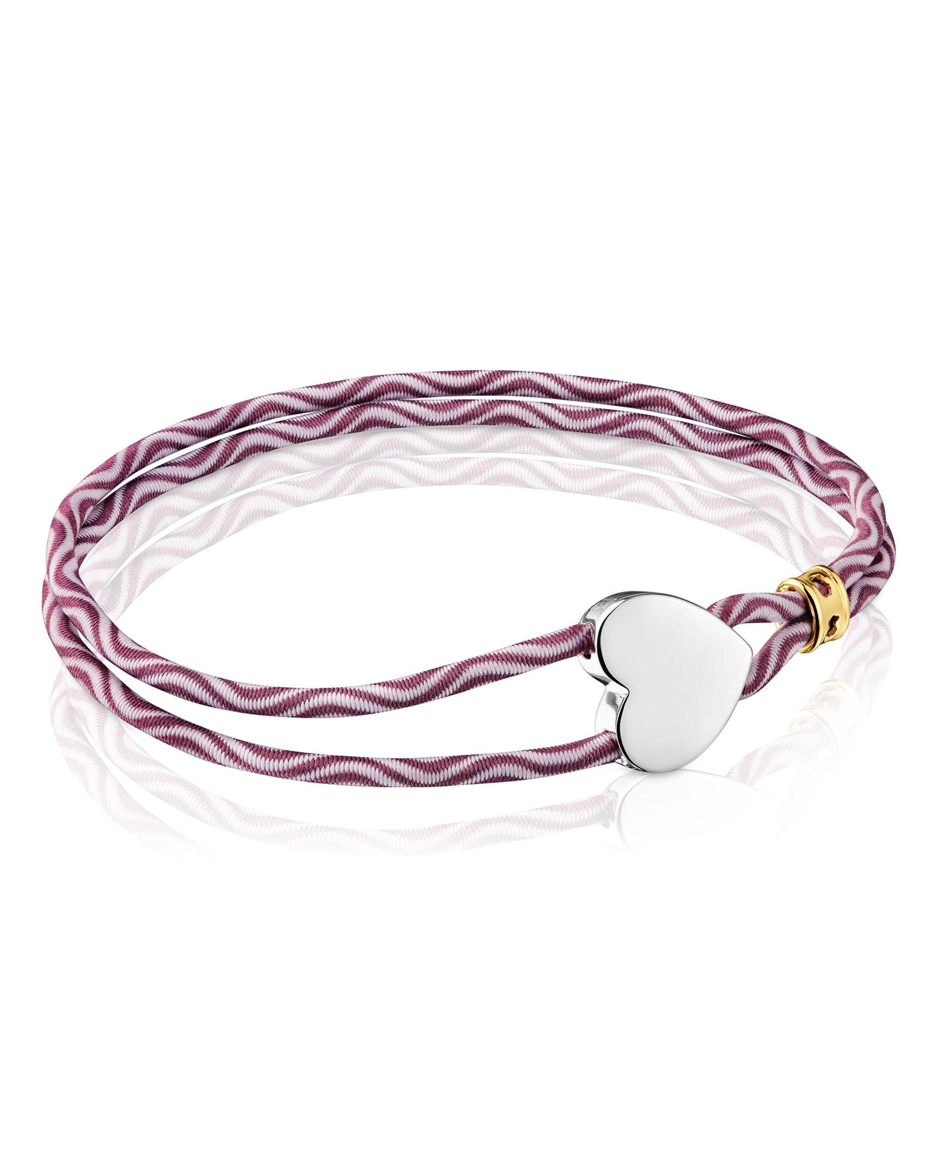 Pulseira Sweet Dolls Elástica com Coração de Prata em Bordeaux Multicolor-1