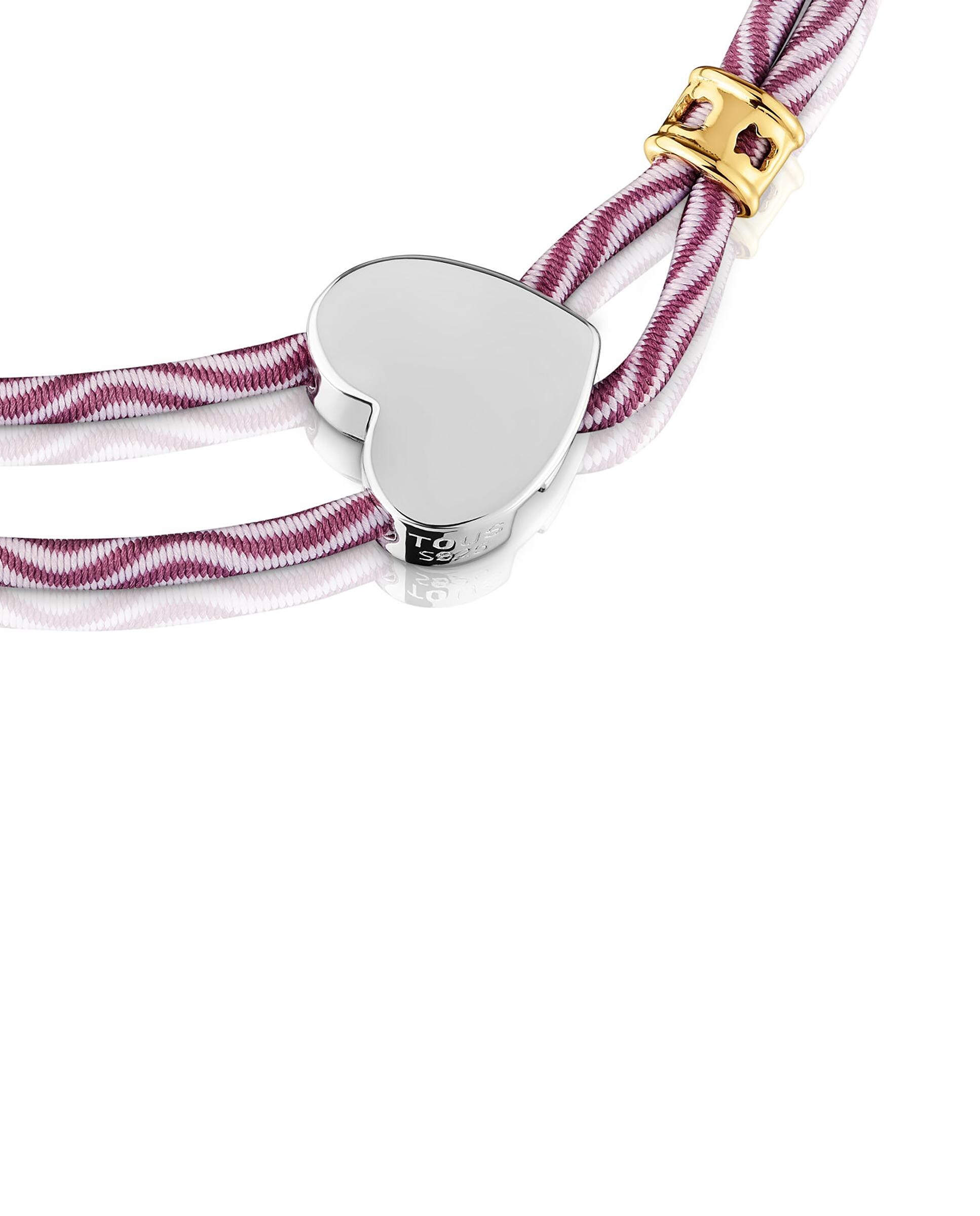 Pulseira Sweet Dolls Elástica com Coração de Prata em Bordeaux Multicolor-2