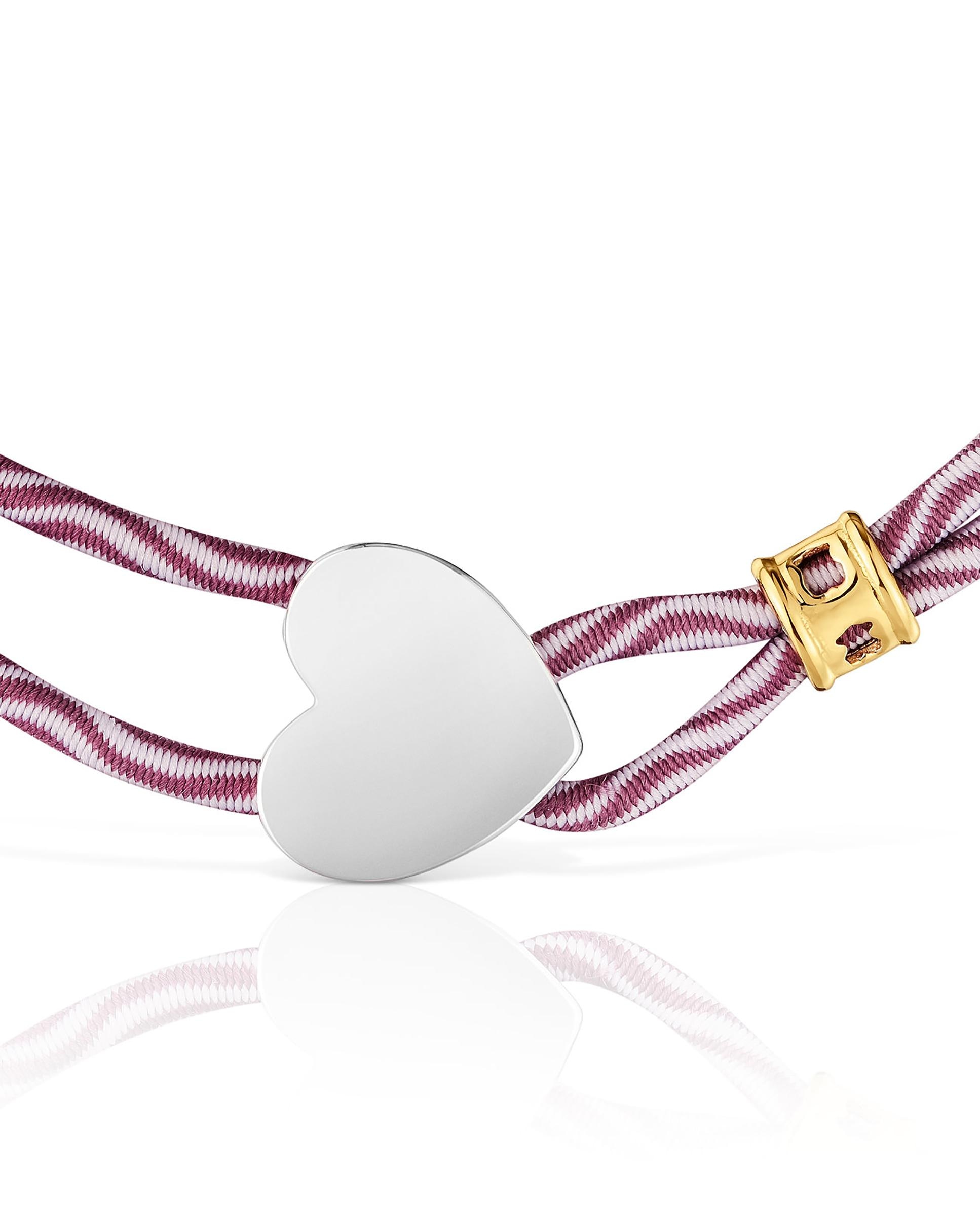 Pulseira Sweet Dolls Elástica com Coração de Prata em Bordeaux Multicolor-4