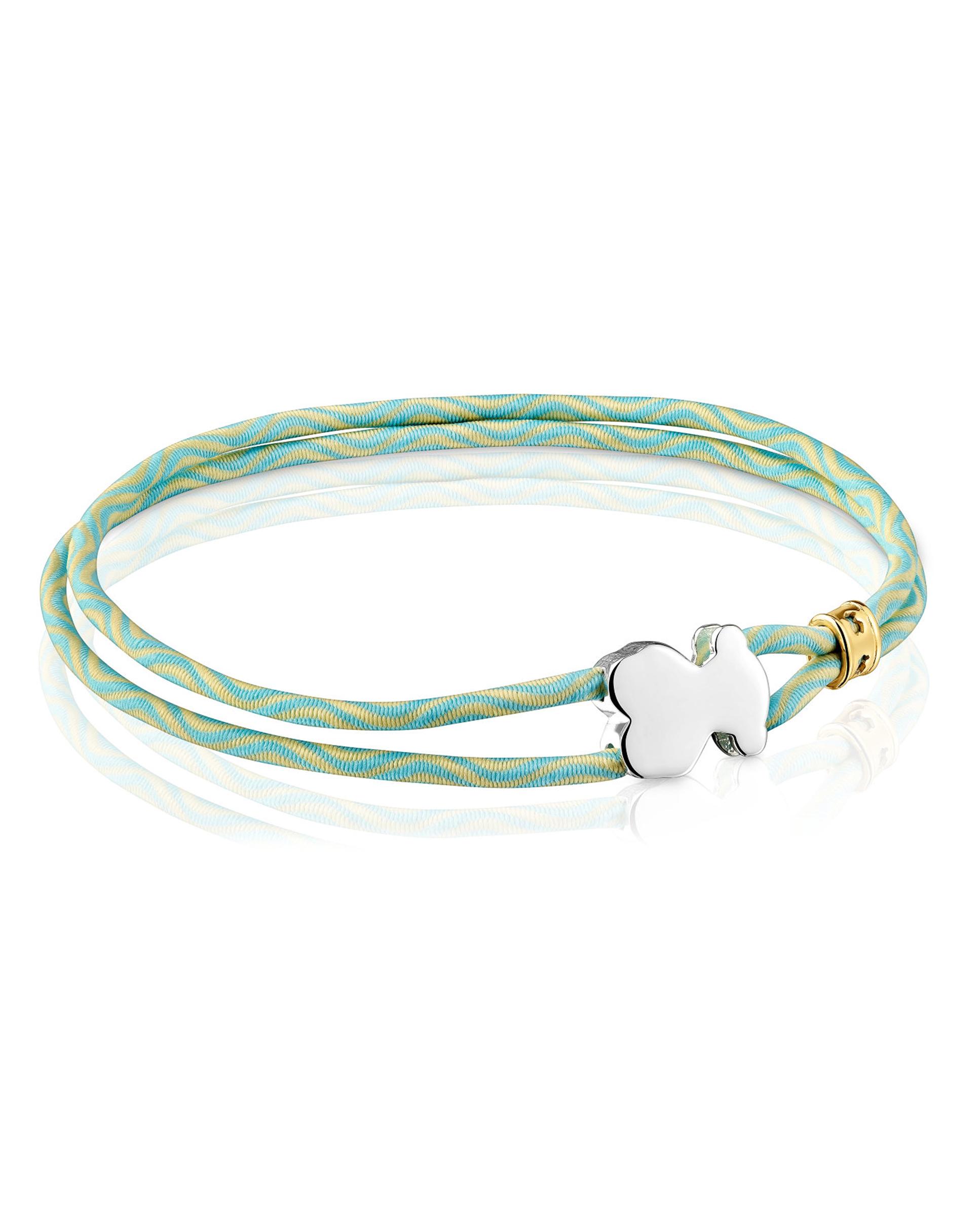 Pulseira Sweet Dolls Elástica com Urso de Prata em Verde Verde-menta-1