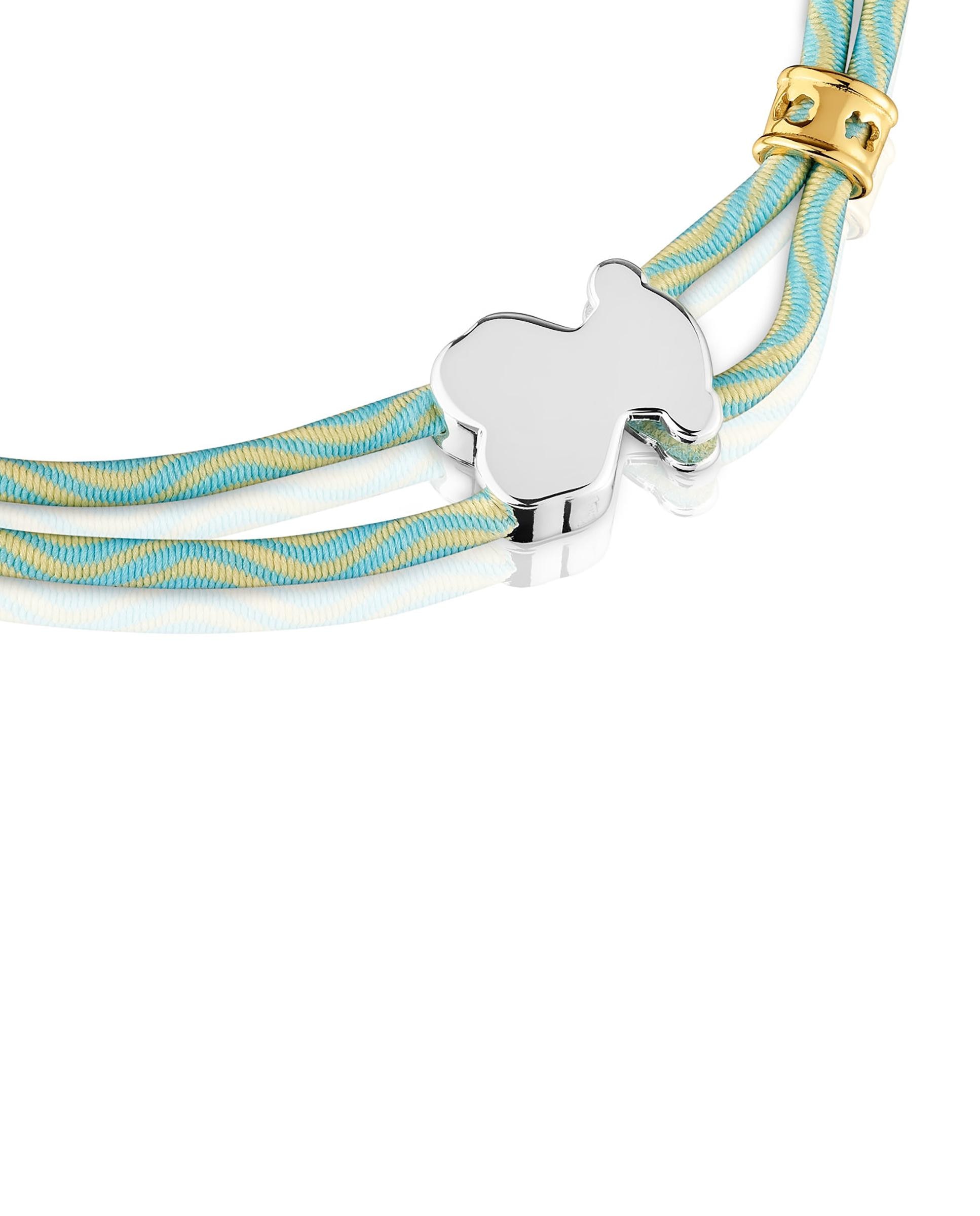 Pulseira Sweet Dolls Elástica com Urso de Prata em Verde Verde-menta-2