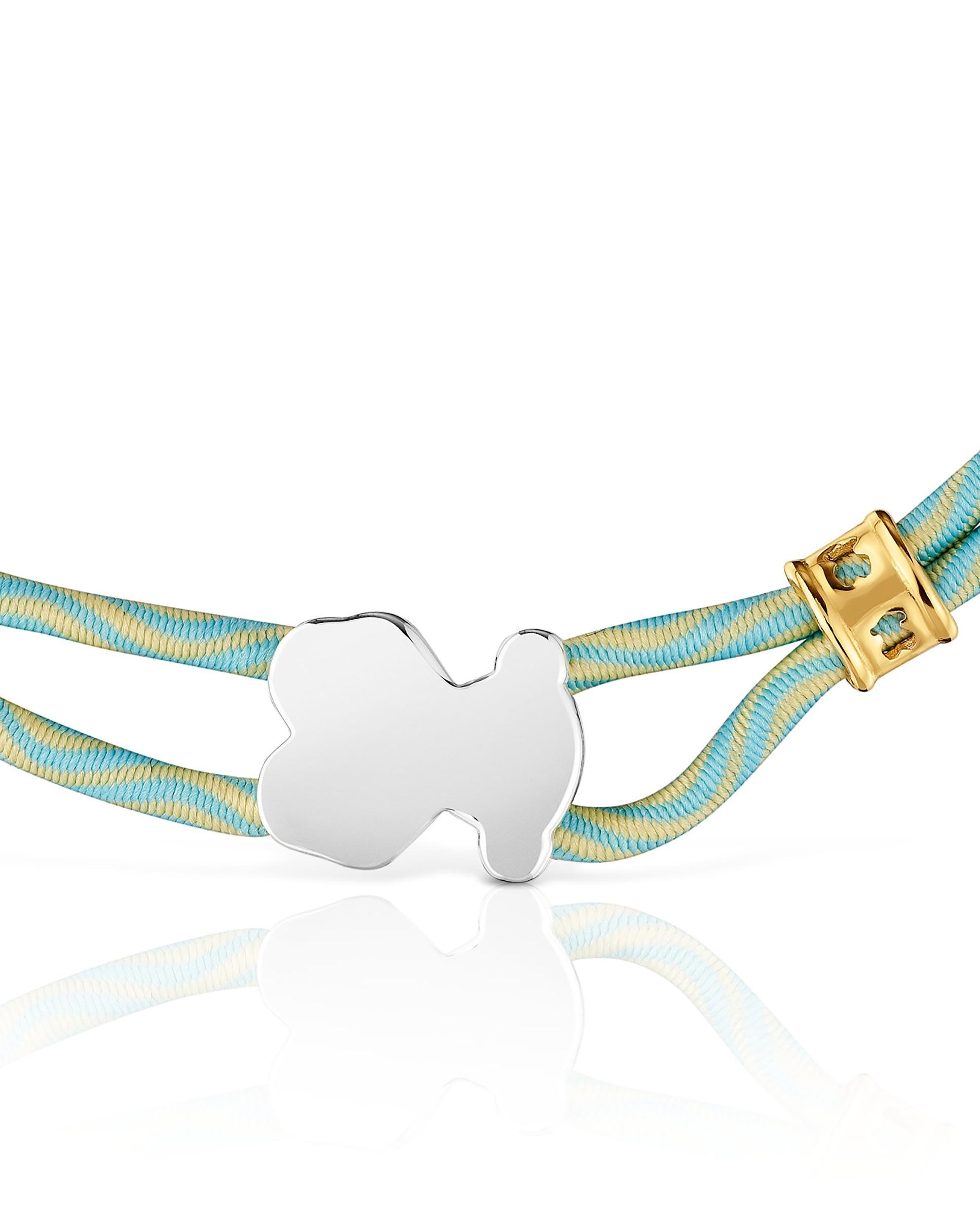 Pulseira Sweet Dolls Elástica com Urso de Prata em Verde Verde-menta-4