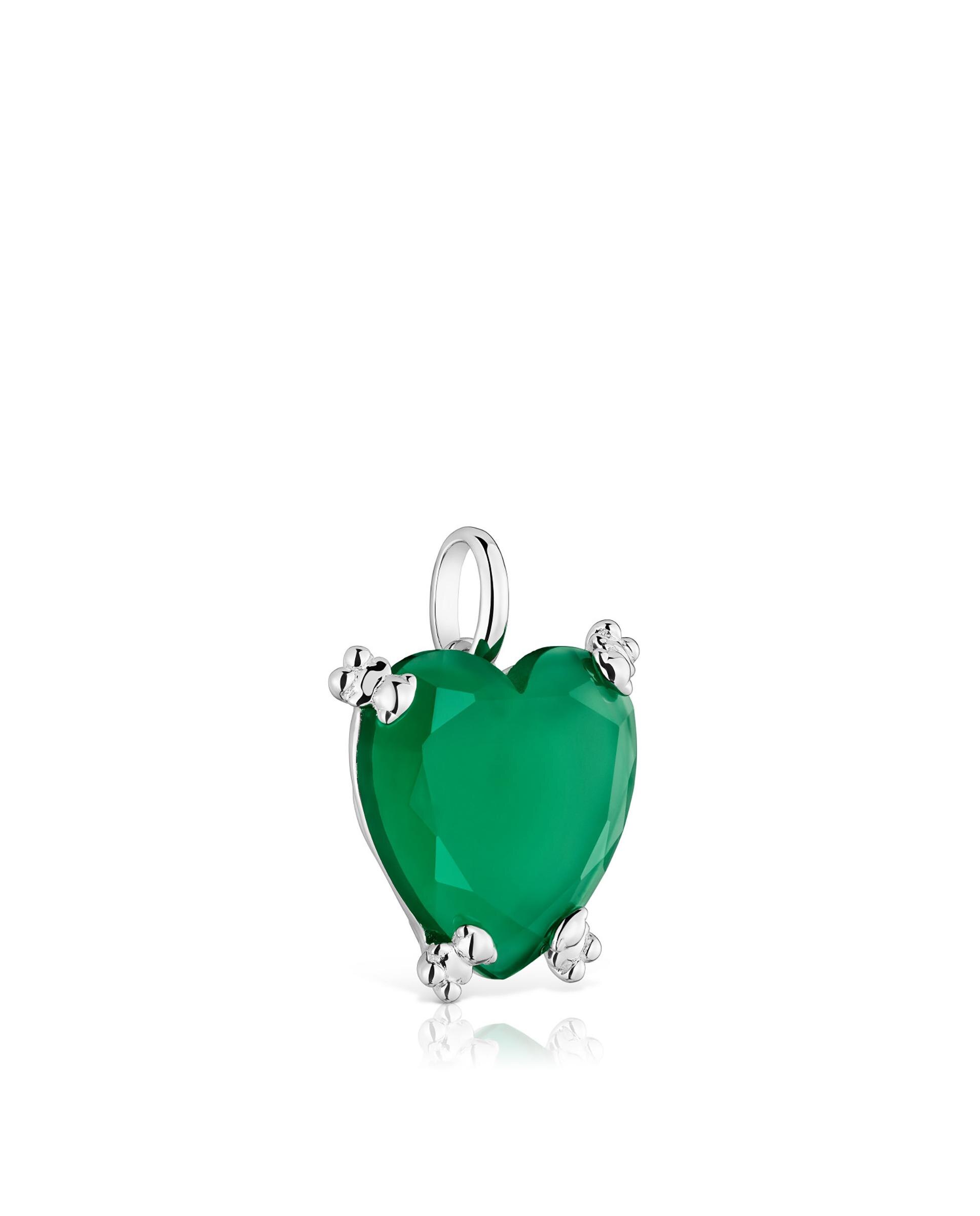 Pendente Color Pills de Coração de Prata e Calcedónia Tratada Verde-2