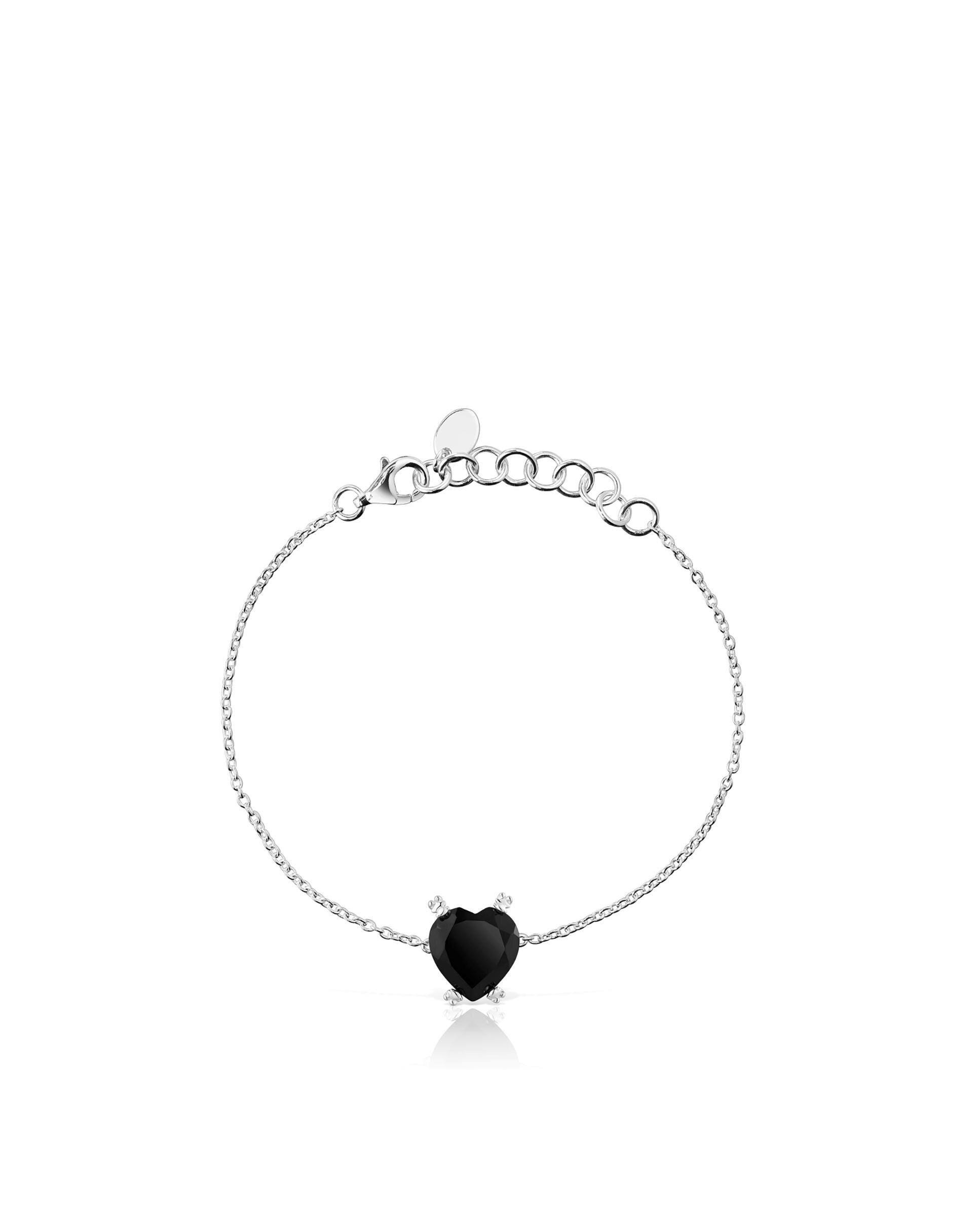 Pulseira de Corrente Color Pills com Coração de Prata e Ónix Preto-2