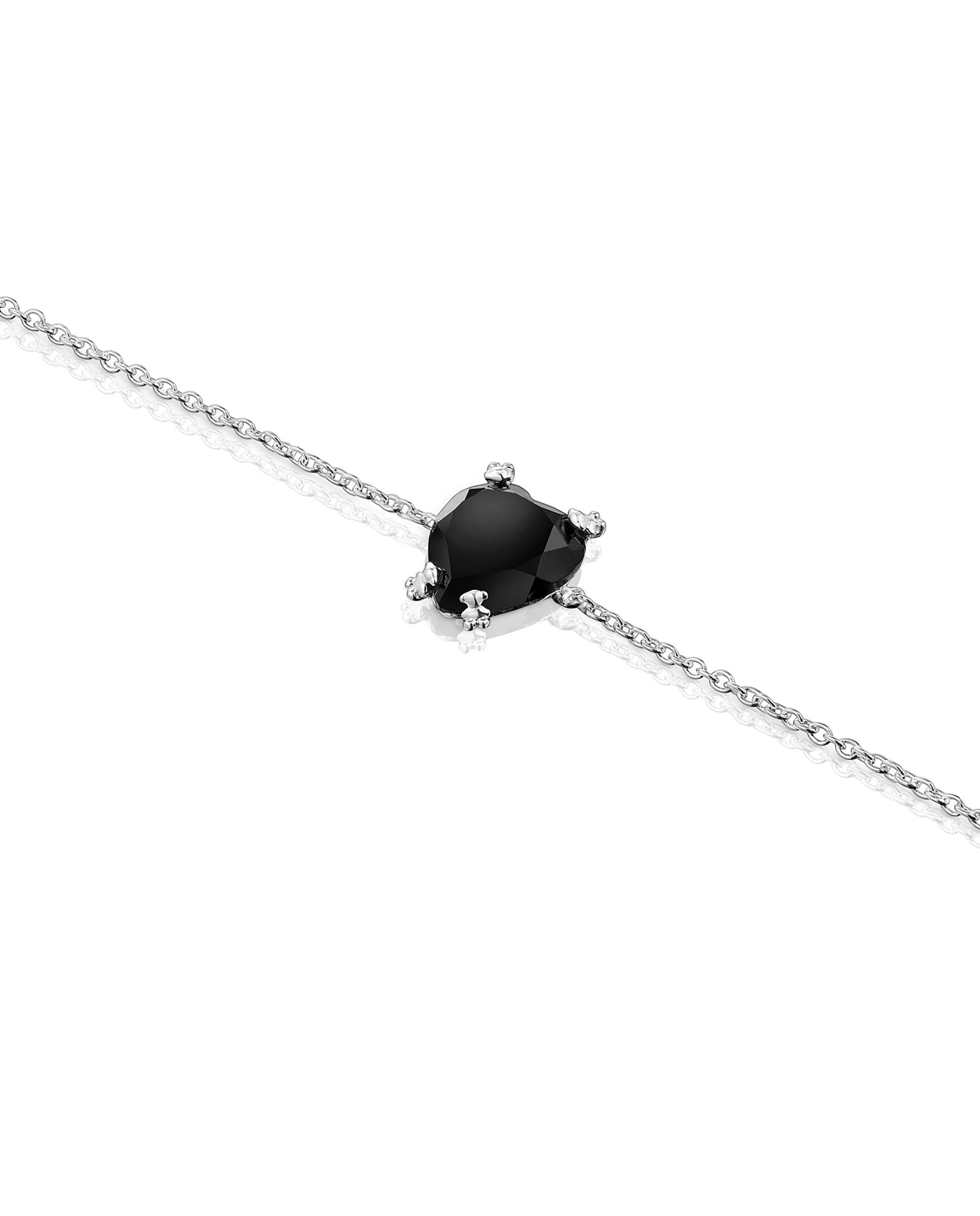 Pulseira de Corrente Color Pills com Coração de Prata e Ónix Preto-3