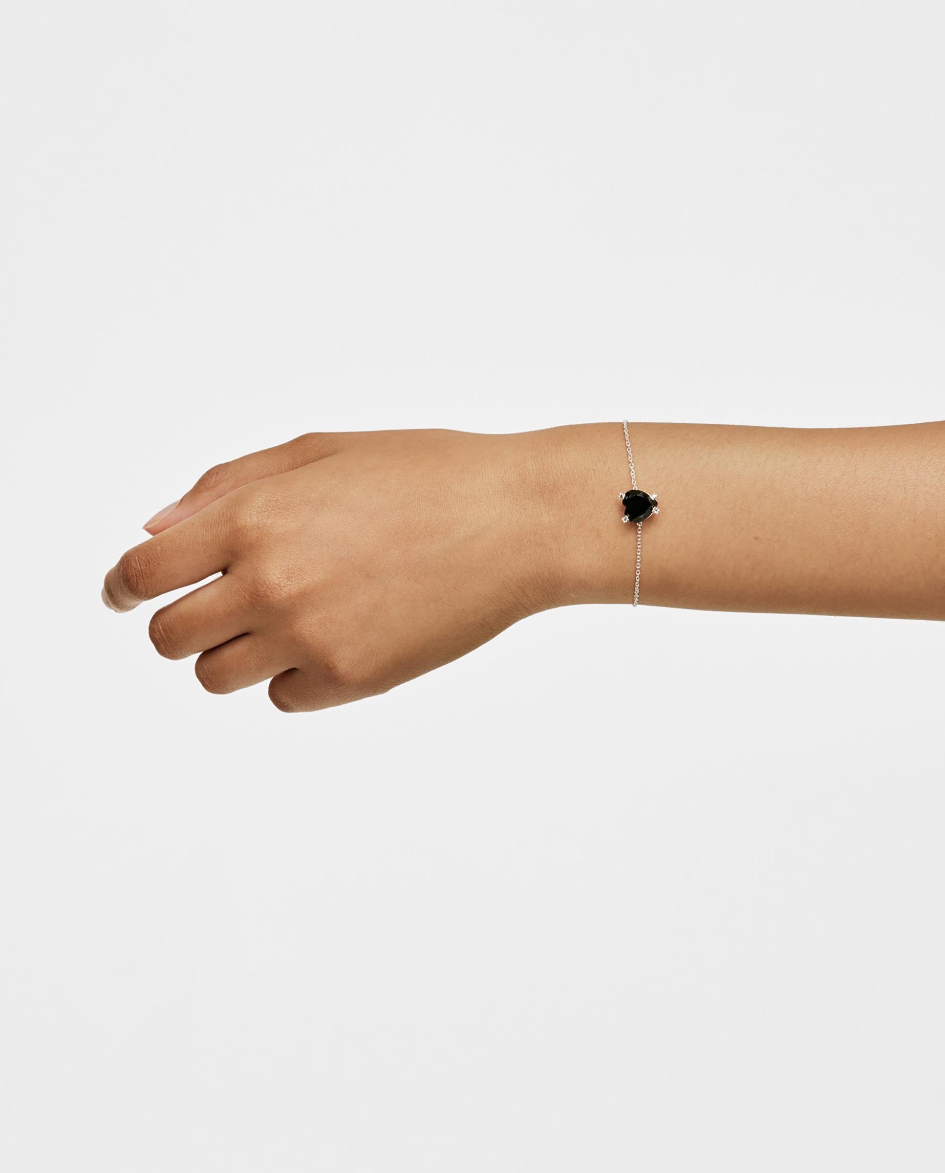 Pulseira de Corrente Color Pills com Coração de Prata e Ónix Preto-4