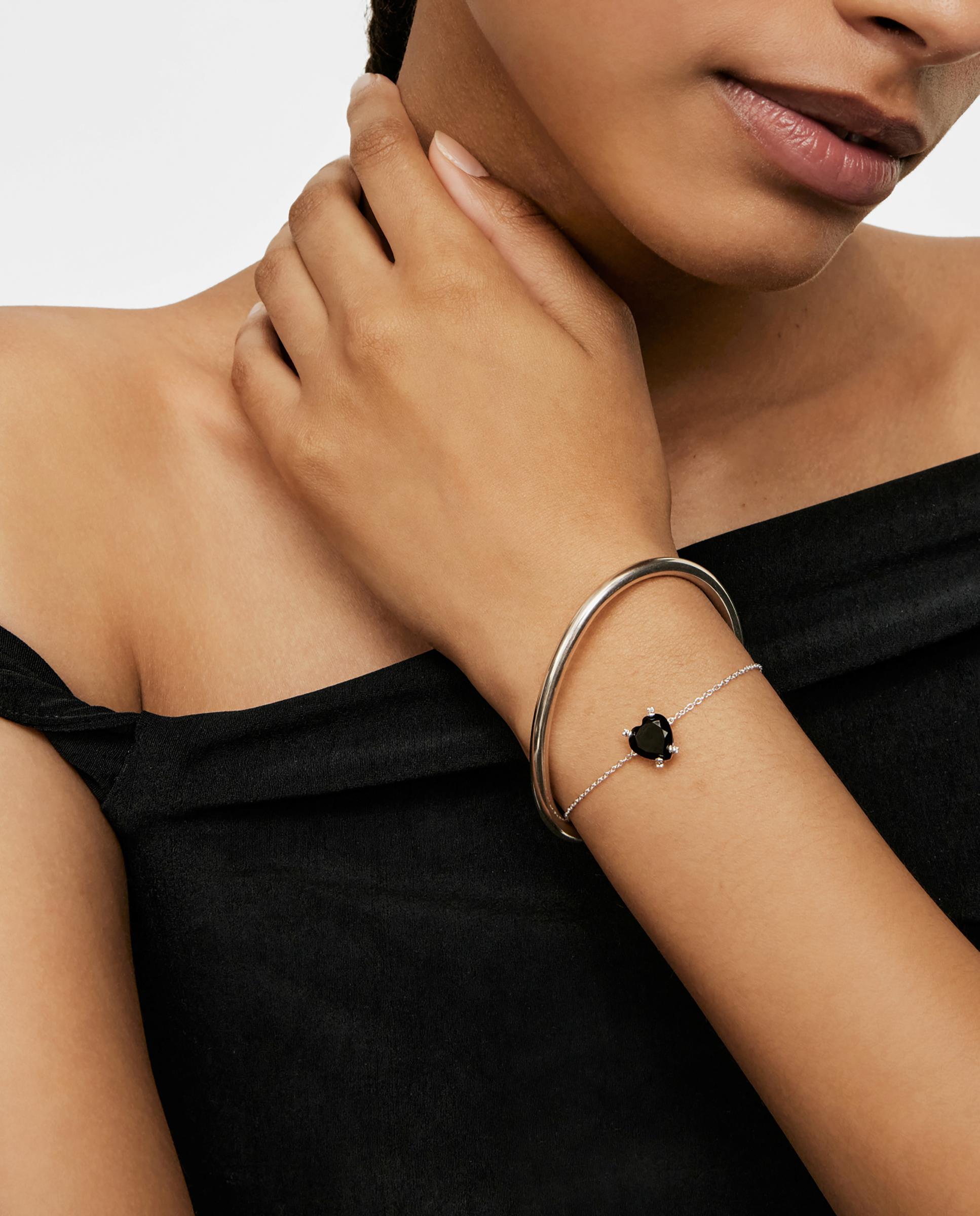 Pulseira de Corrente Color Pills com Coração de Prata e Ónix Preto-6
