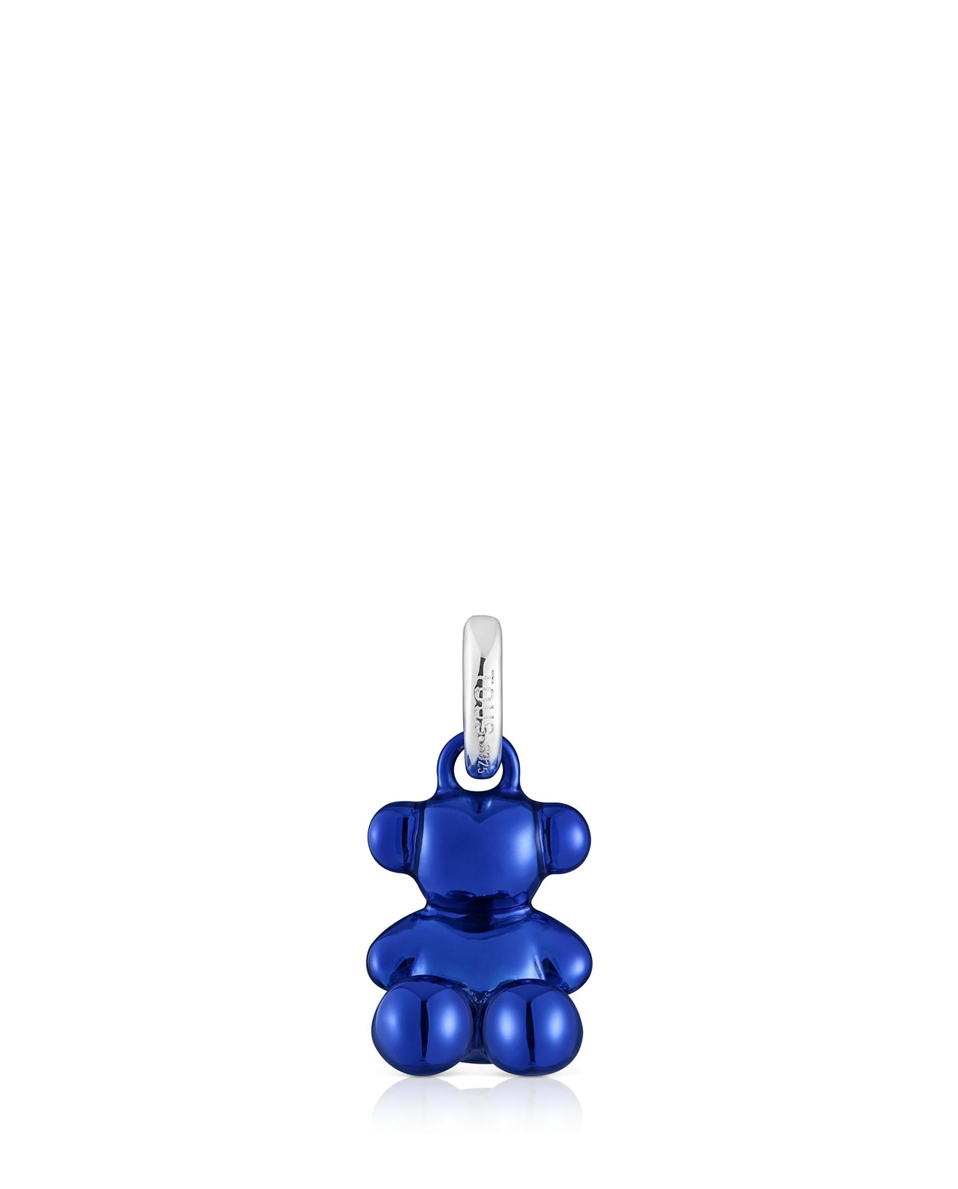 Pendente Bold Bear de Urso Pequeno de Aço em Azul Azul-1