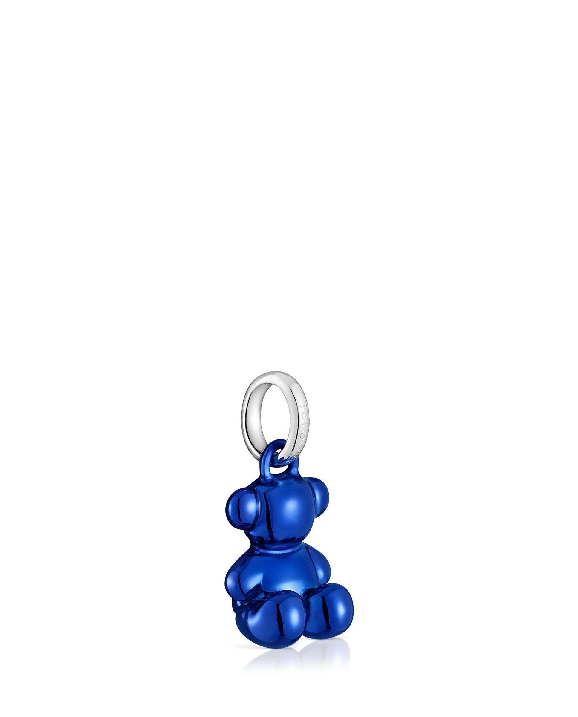 Pendente Bold Bear de Urso Pequeno de Aço em Azul Azul-2