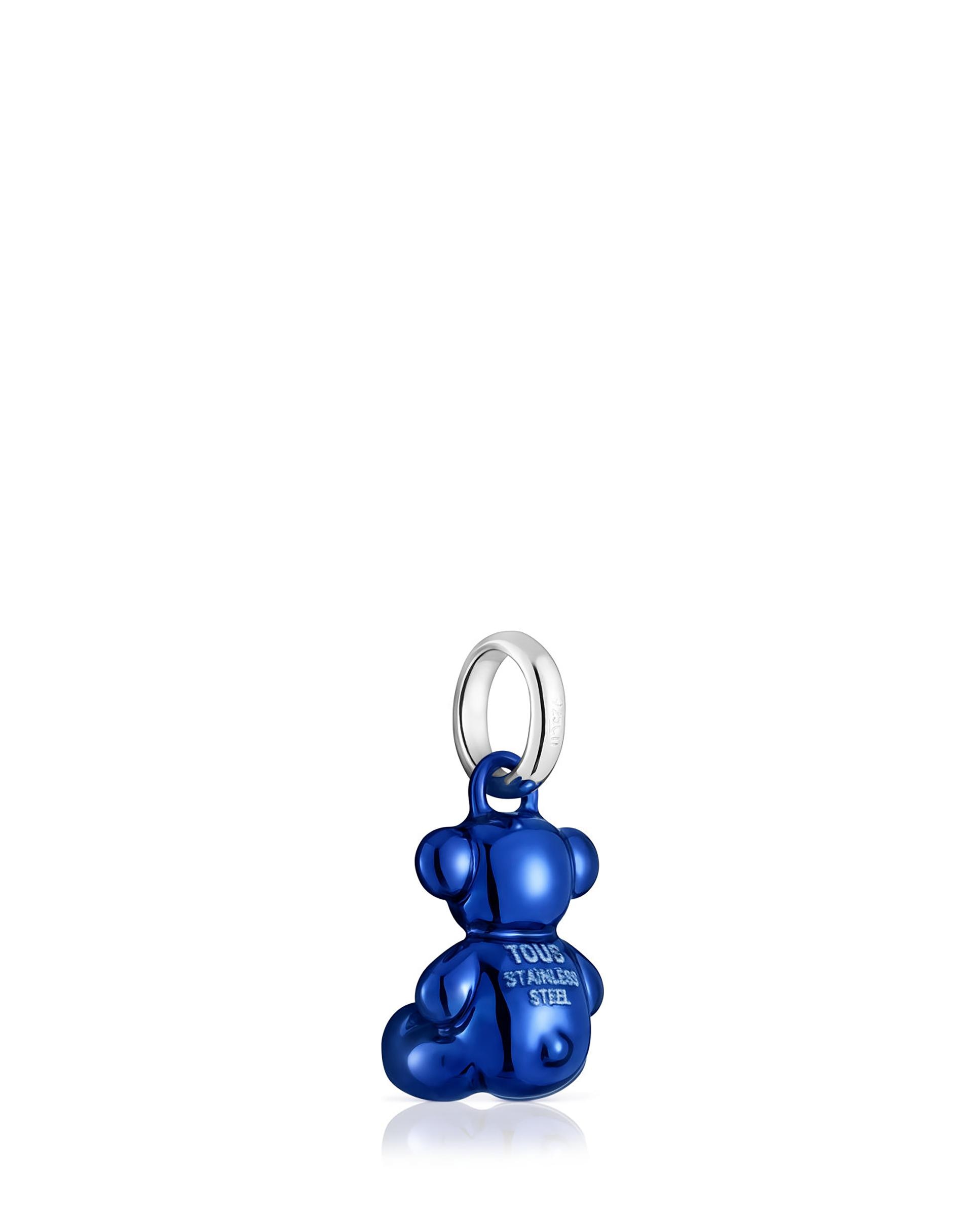 Pendente Bold Bear de Urso Pequeno de Aço em Azul Azul-3