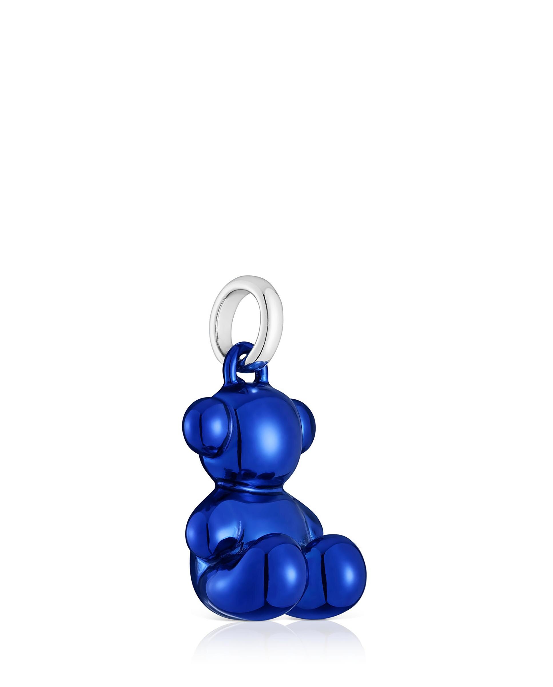 Pendente Bold Bear de Urso Médio de Aço em Azul Preto-2