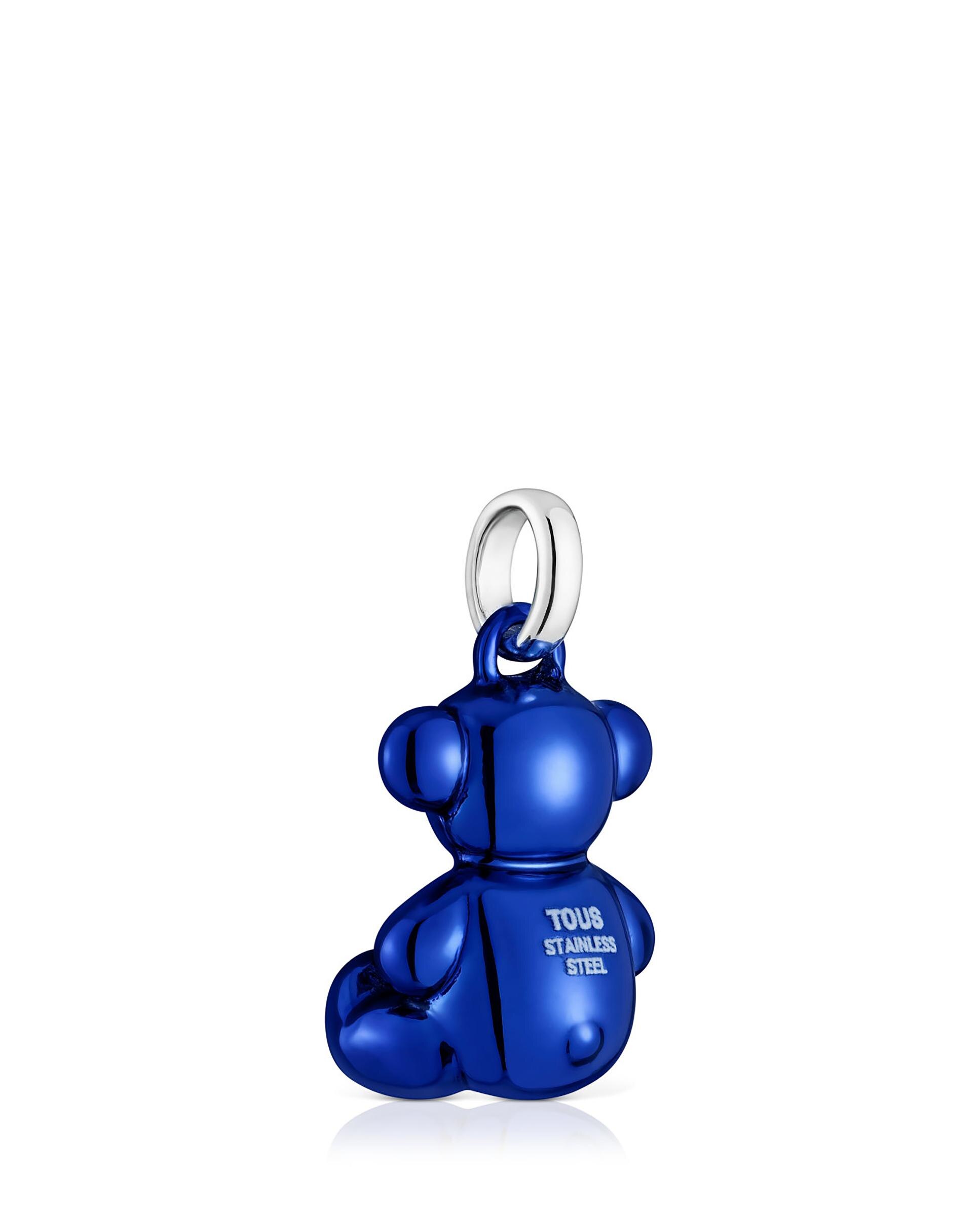 Pendente Bold Bear de Urso Médio de Aço em Azul Preto-3