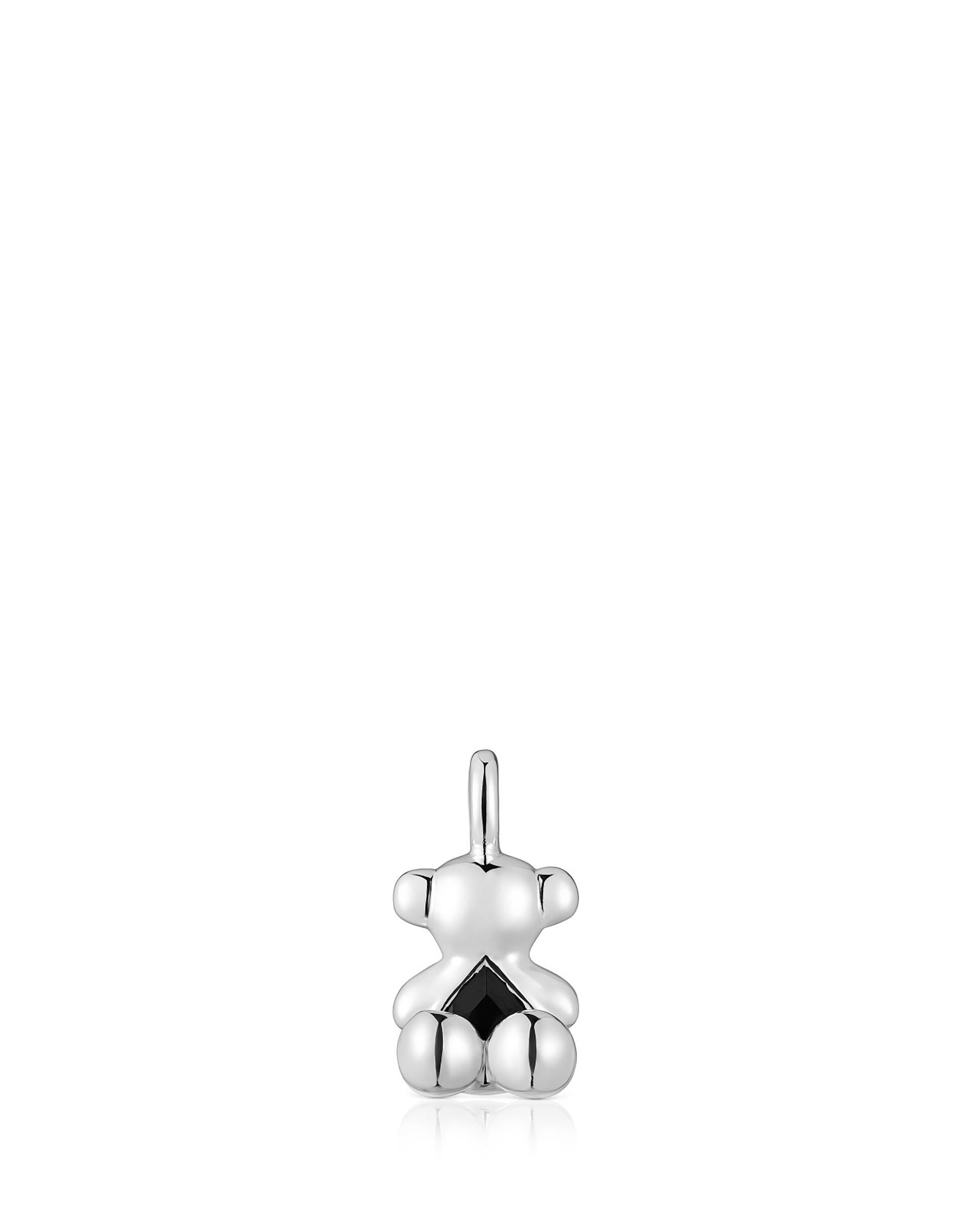 Pendentes Bold Bear de Urso Pequeno de Prata com Ónix Preto-1
