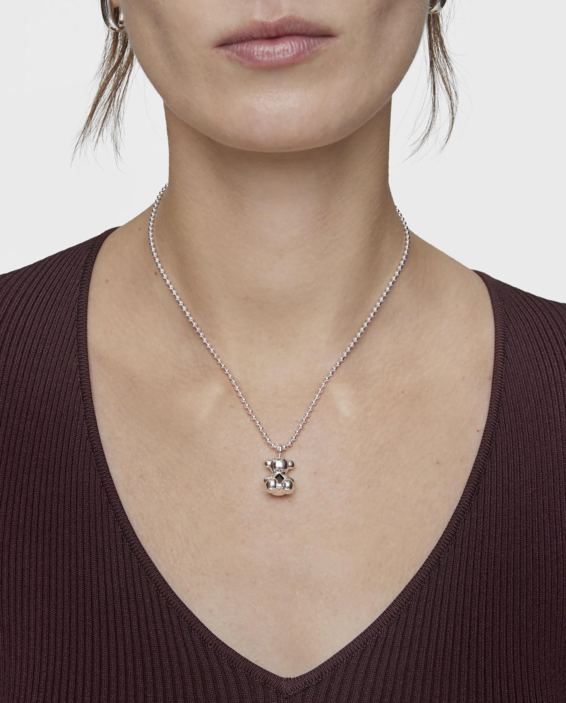 Pendente Bold Bear de Urso Médio de Prata com Onix Preto-4