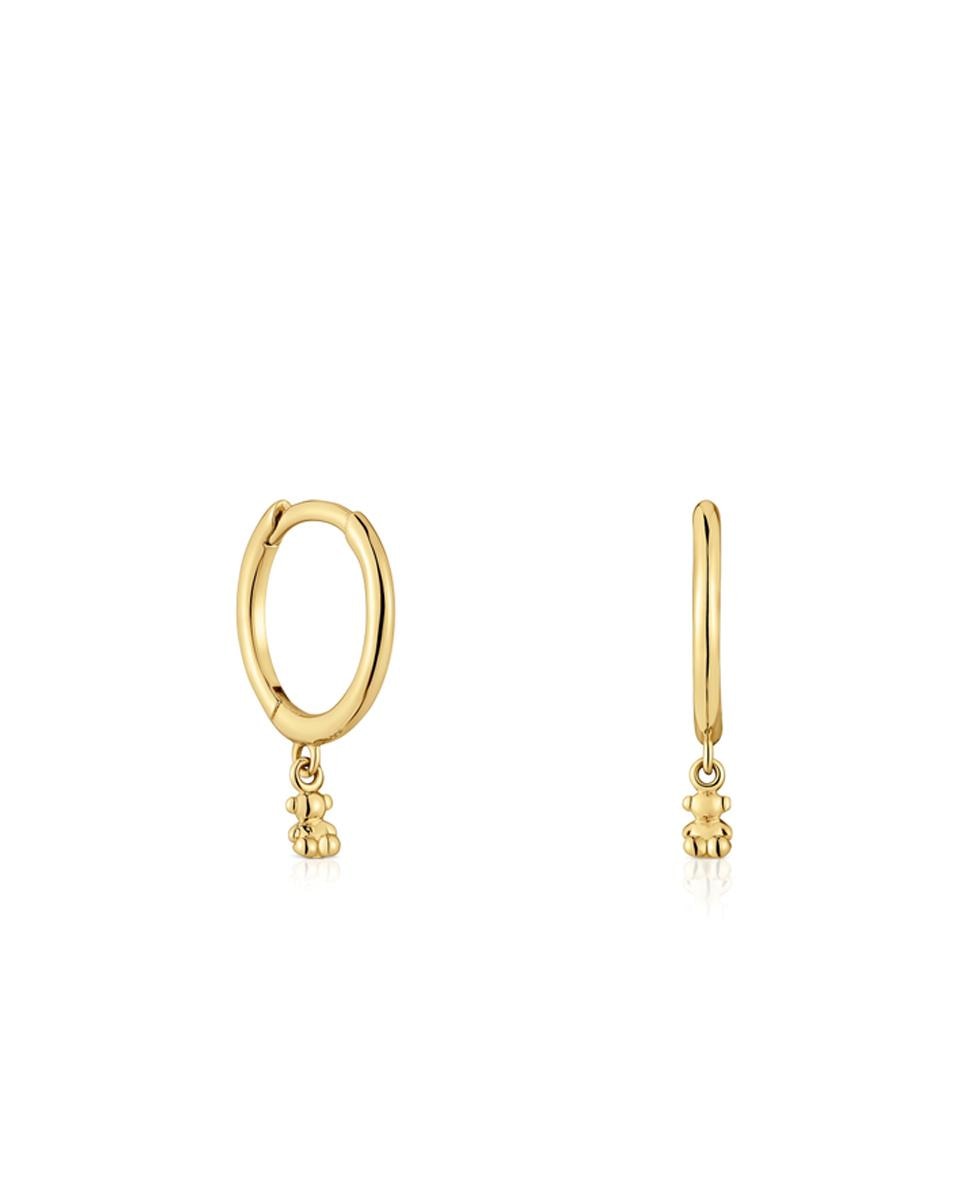 Brincos de Argola Bold Bear de Argola com Urso de Ouro Dourado-1
