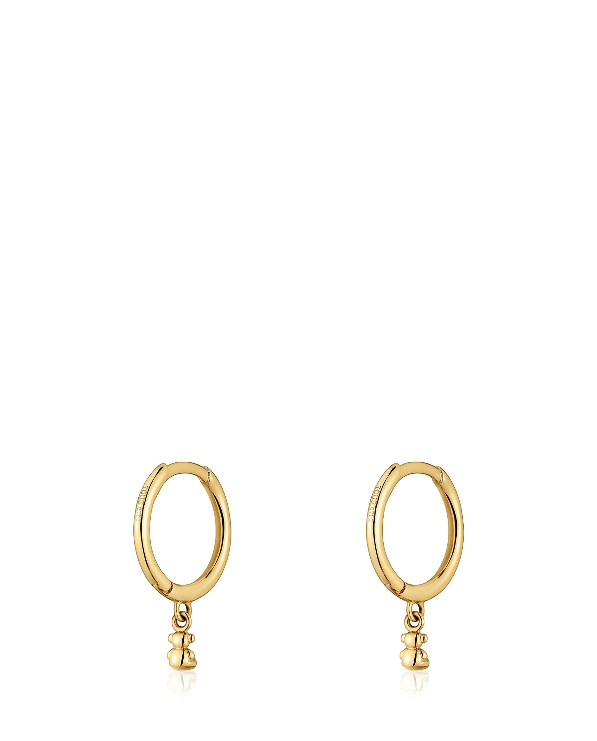 Brincos de Argola Bold Bear de Argola com Urso de Ouro Dourado-3