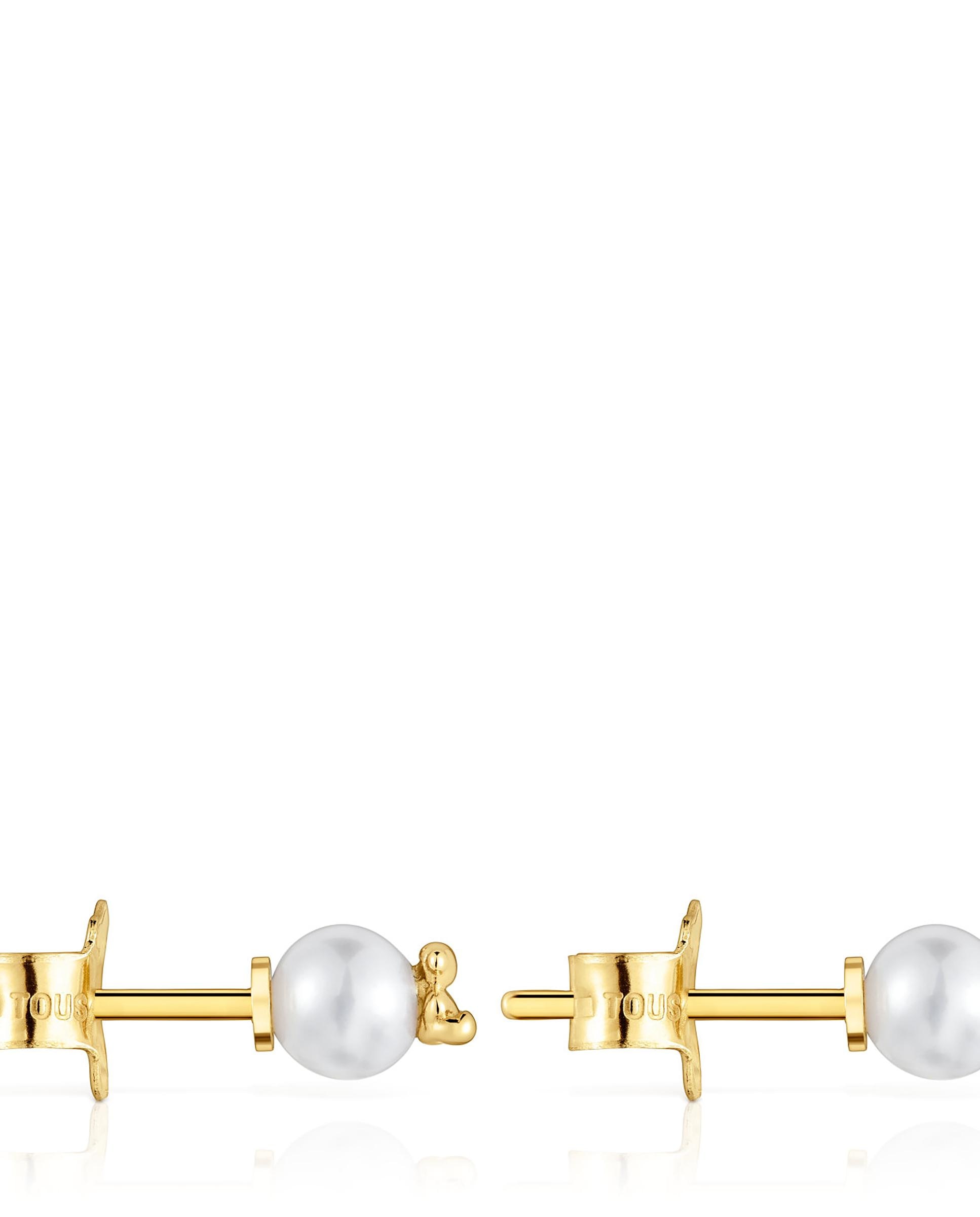 Brincos Bold Bear de Ouro com Pérola e Urso Branco-2