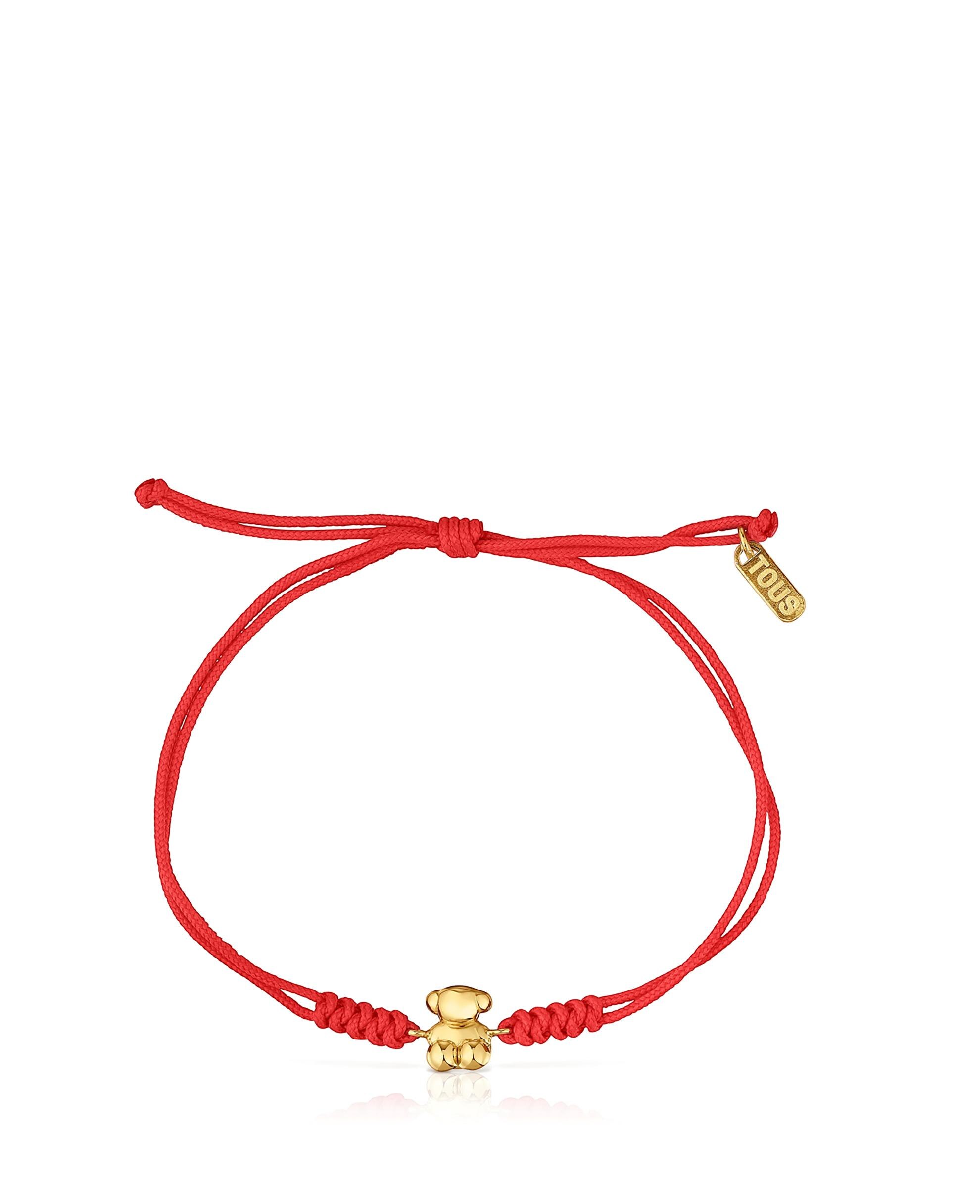 Pulseira Bold Bear de Nylon em Vermelho com Urso de Ouro Multicolor-2