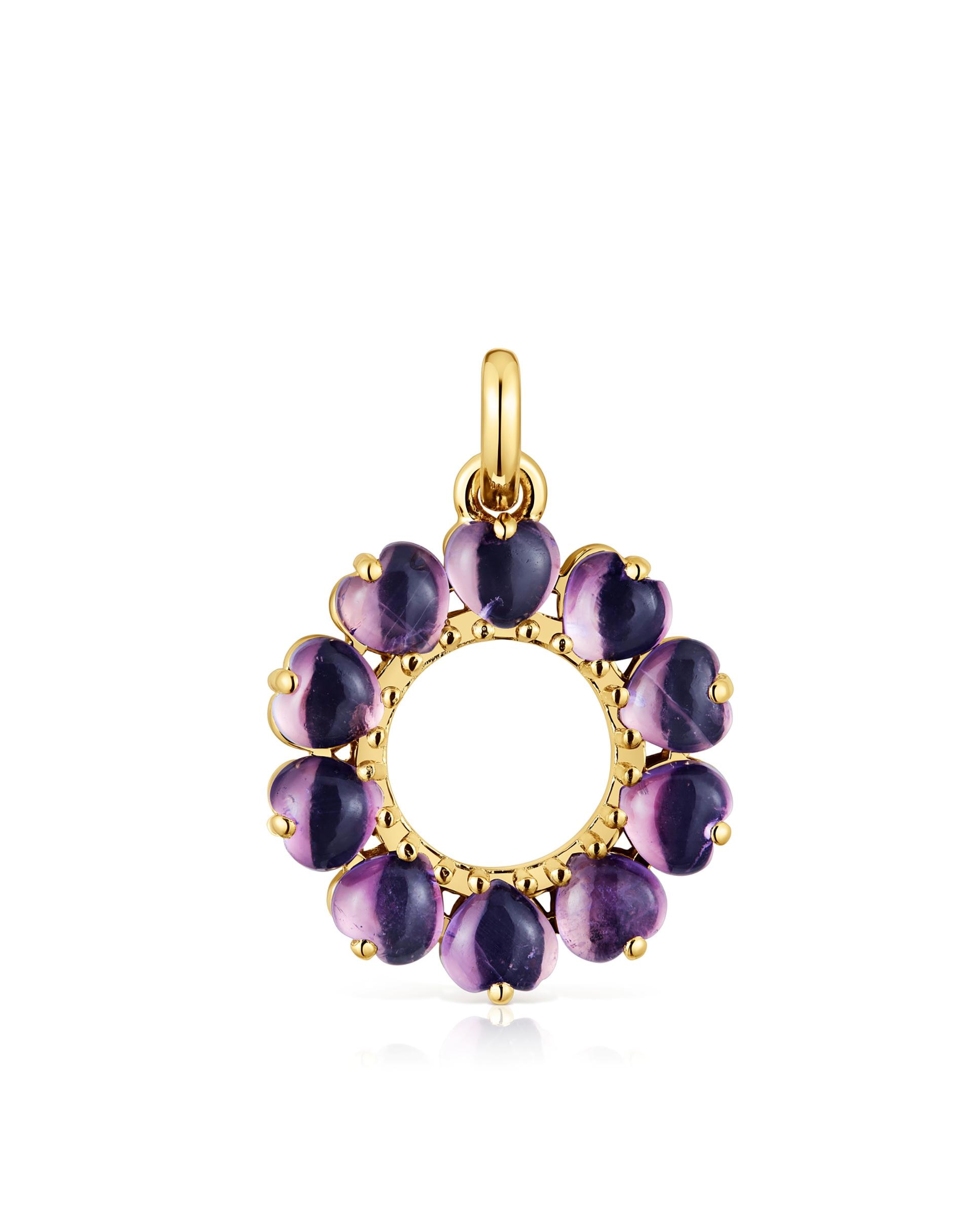 Pingente Sugar Party Banhado a Ouro 18 kt sobre Prata e Ametista Roxo-1