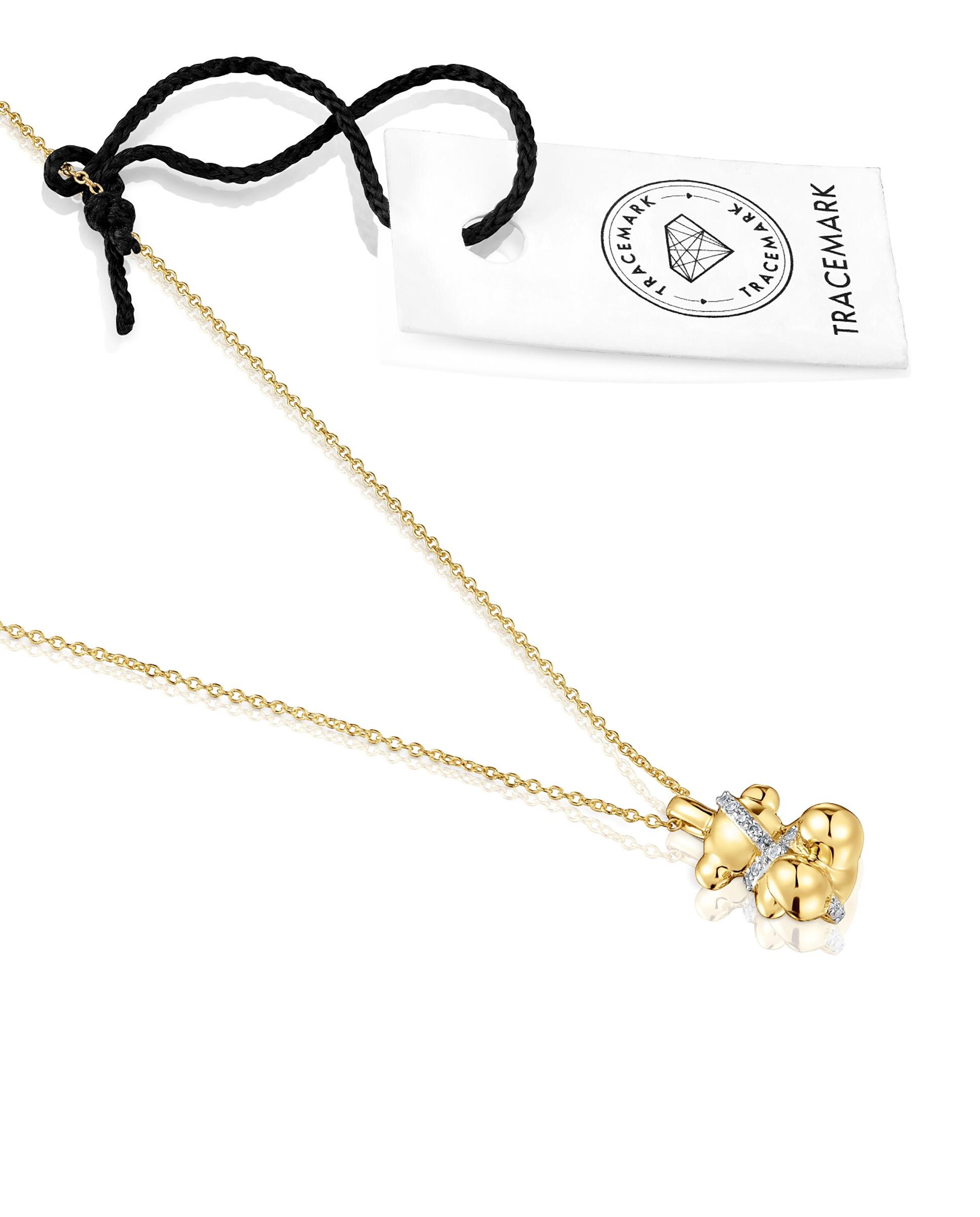 Colar Lligat Curto com Urso de Ouro com Diamantes Branco-4