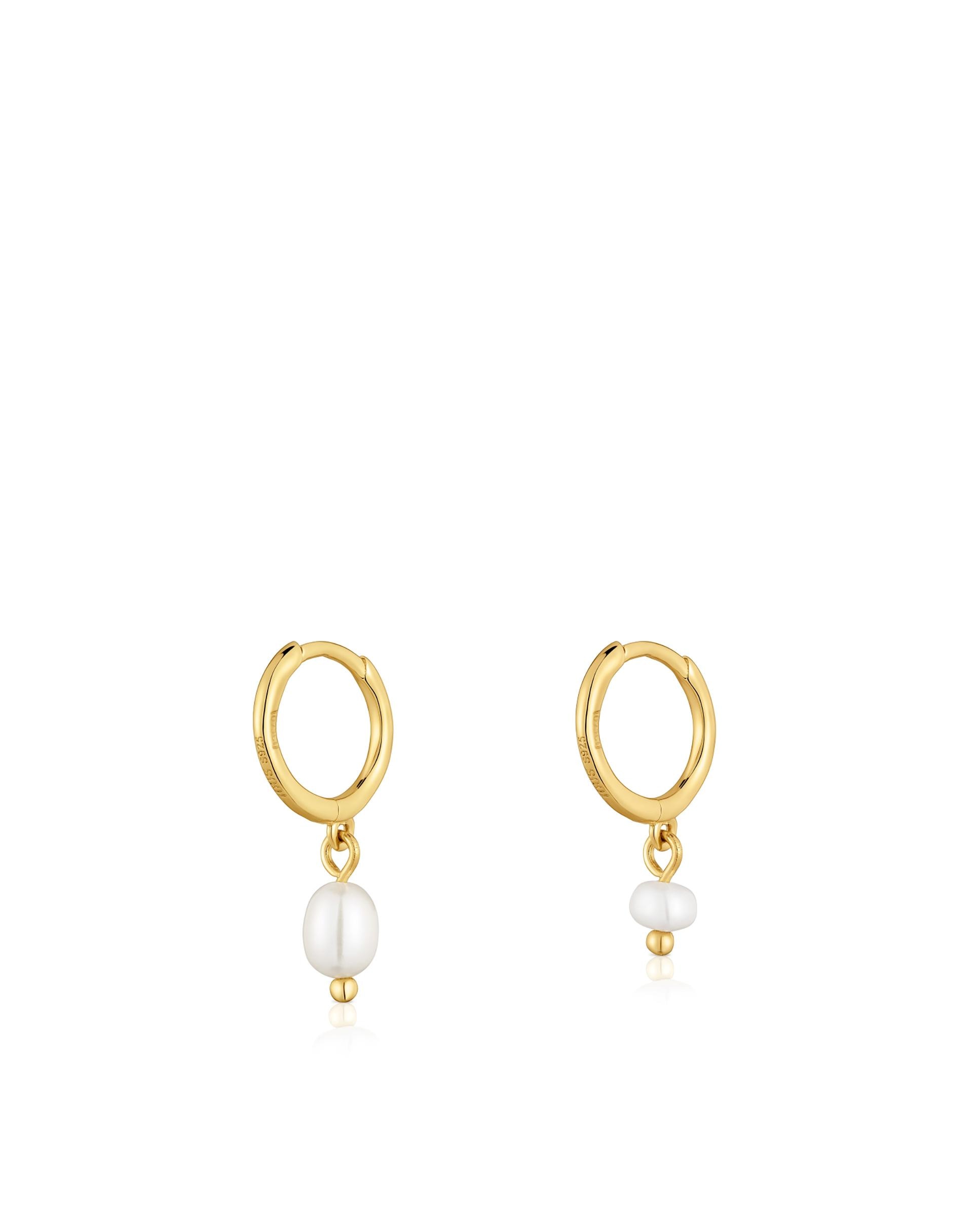 Brincos de Aro Sugar Party Curtos Banhados em Ouro 18 Kt Sobre Prata e Pérolas Branco-3