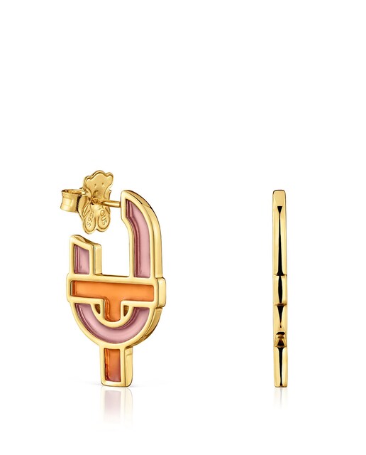 Imagem 0 de Brincos Manifesto com Banho de Ouro 18 kt sobre Prata e Esmalte