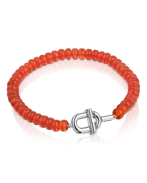 Imagem 0 de Pulseira Manifesto de Prata e Calcedônia Tratada Laranja