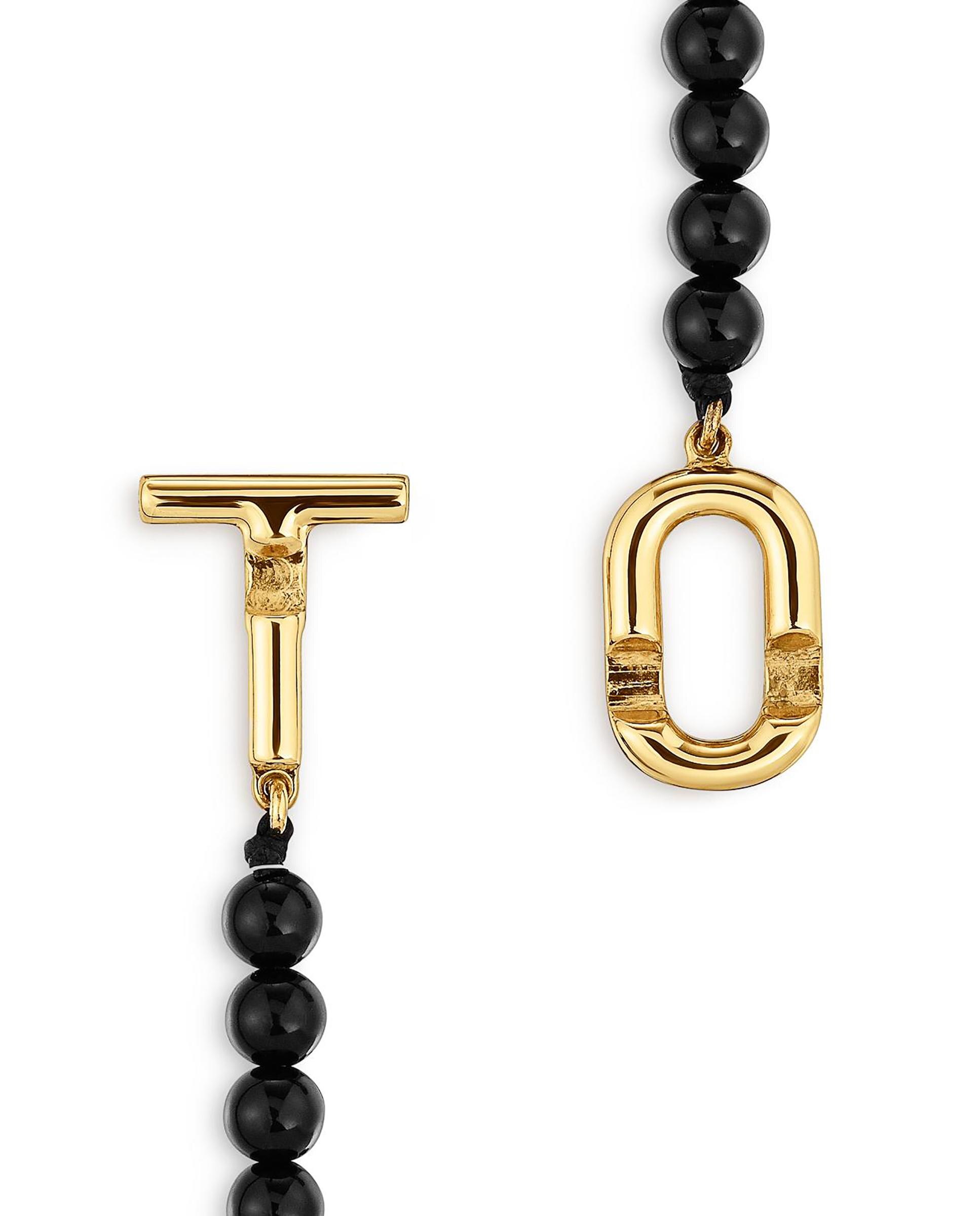 Pulseira de Corrente Manifesto Banhada a Ouro 18 Kt Sobre Prata e Ónix Preto / Amarelo-3
