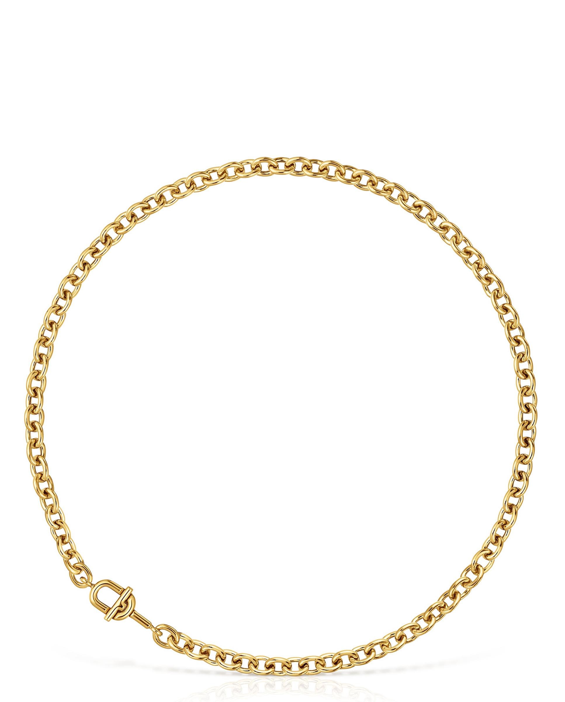 Colar Corrente Manifesto Banhada em Ouro 18 Kt Sobre Prata Dourado-1