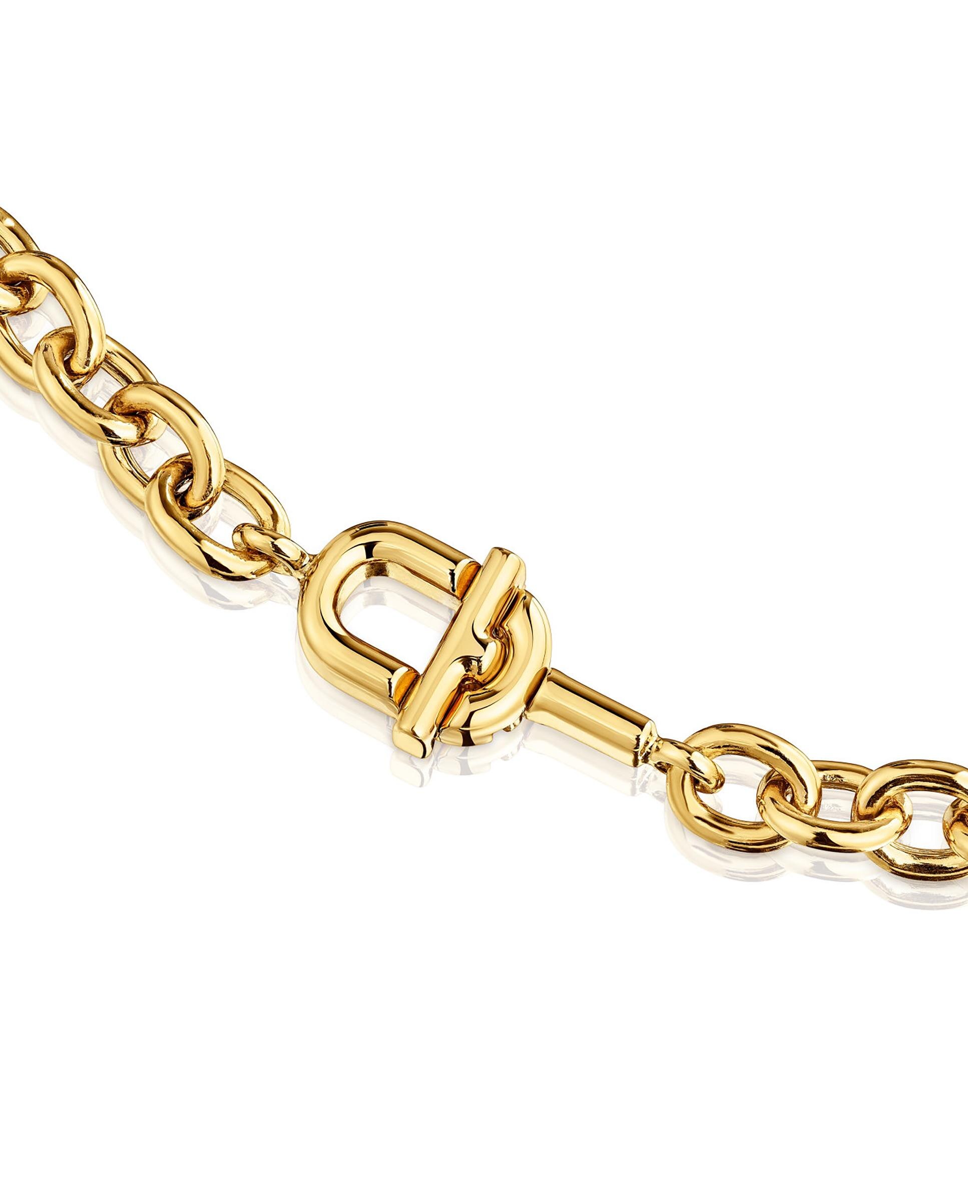 Colar Corrente Manifesto Banhada em Ouro 18 Kt Sobre Prata Dourado-2