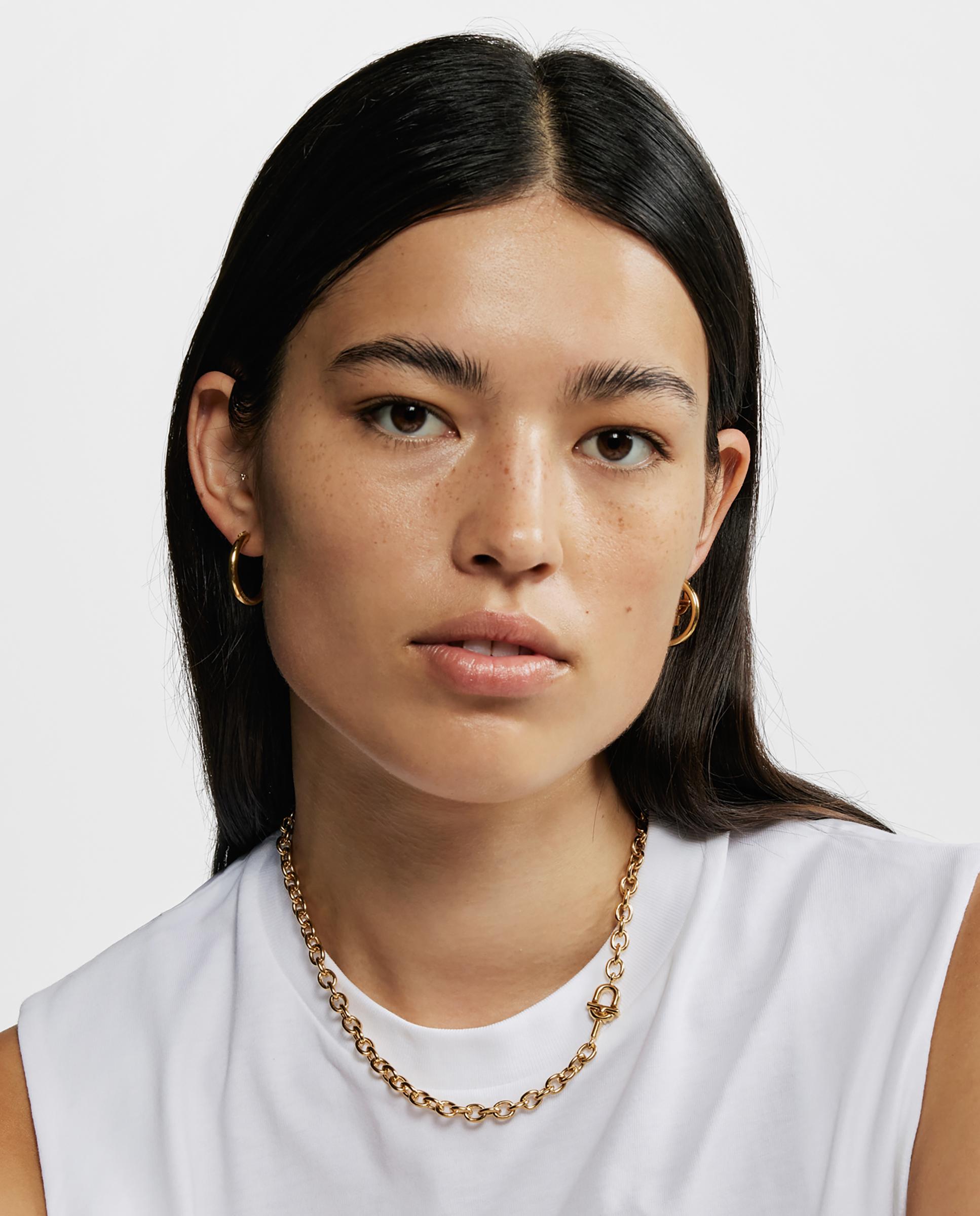 Colar Corrente Manifesto Banhada em Ouro 18 Kt Sobre Prata Dourado-6