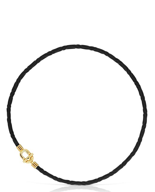 Imagem 0 de Colar Manifesto Elástico com Banho de Ouro 18 kt sobre Prata e Cordão Preto
