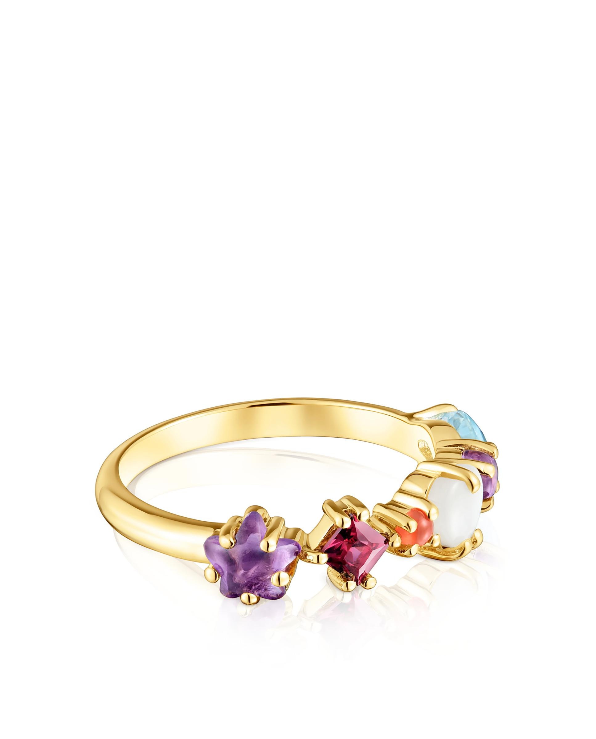 Anel Sugar Party Banhado a Ouro 18 Kt Sobre Prata e Gemas Multicolor-1