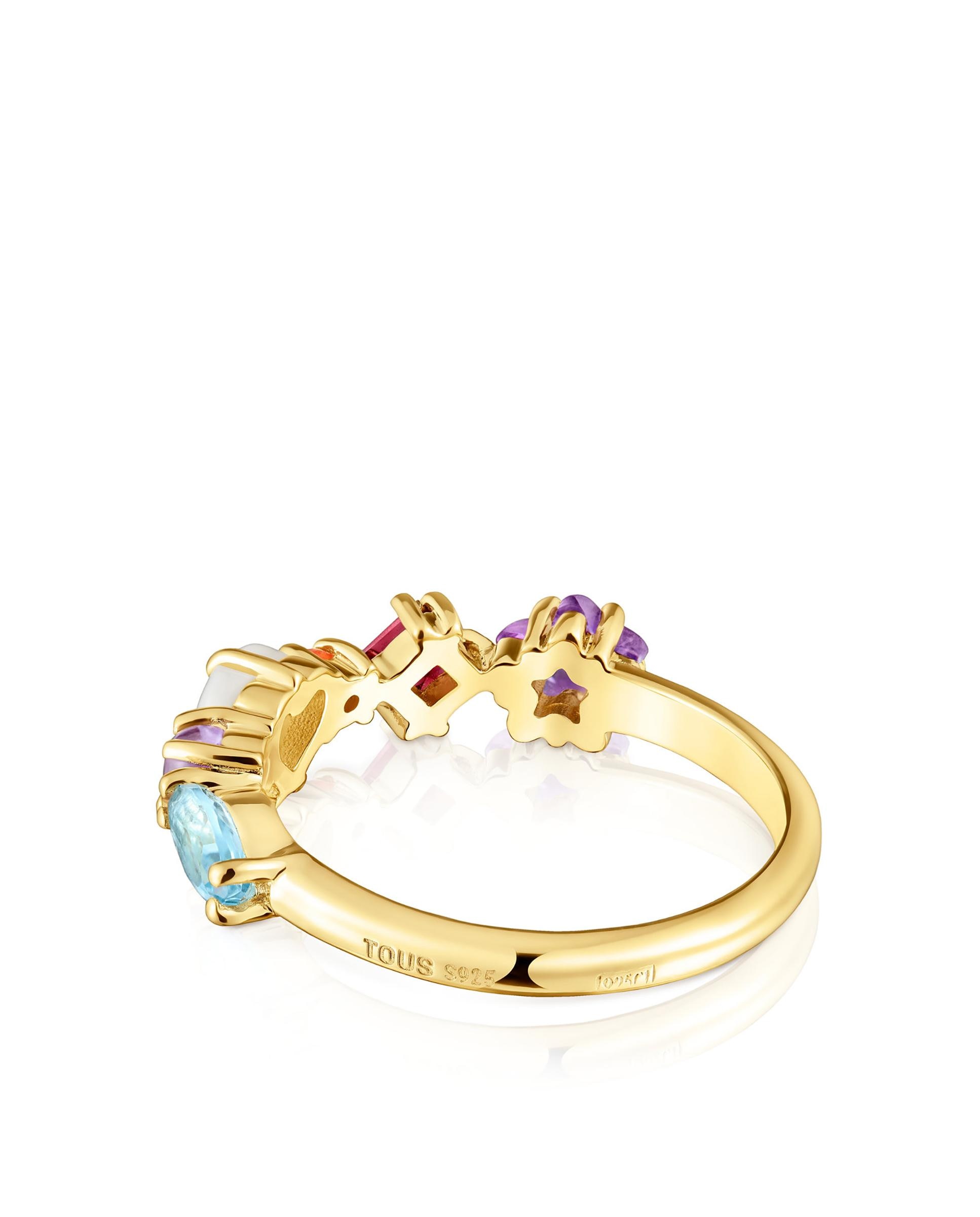 Anel Sugar Party Banhado a Ouro 18 Kt Sobre Prata e Gemas Multicolor-2