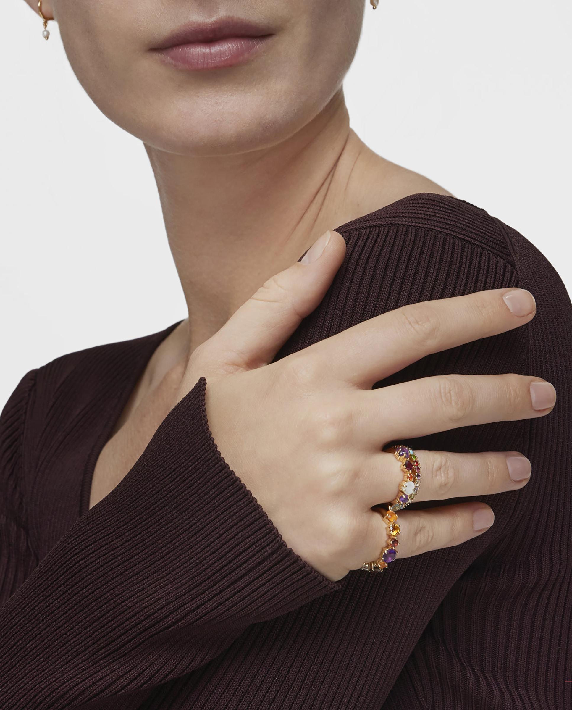 Anel Sugar Party Banhado a Ouro 18 Kt Sobre Prata e Gemas Multicolor-4