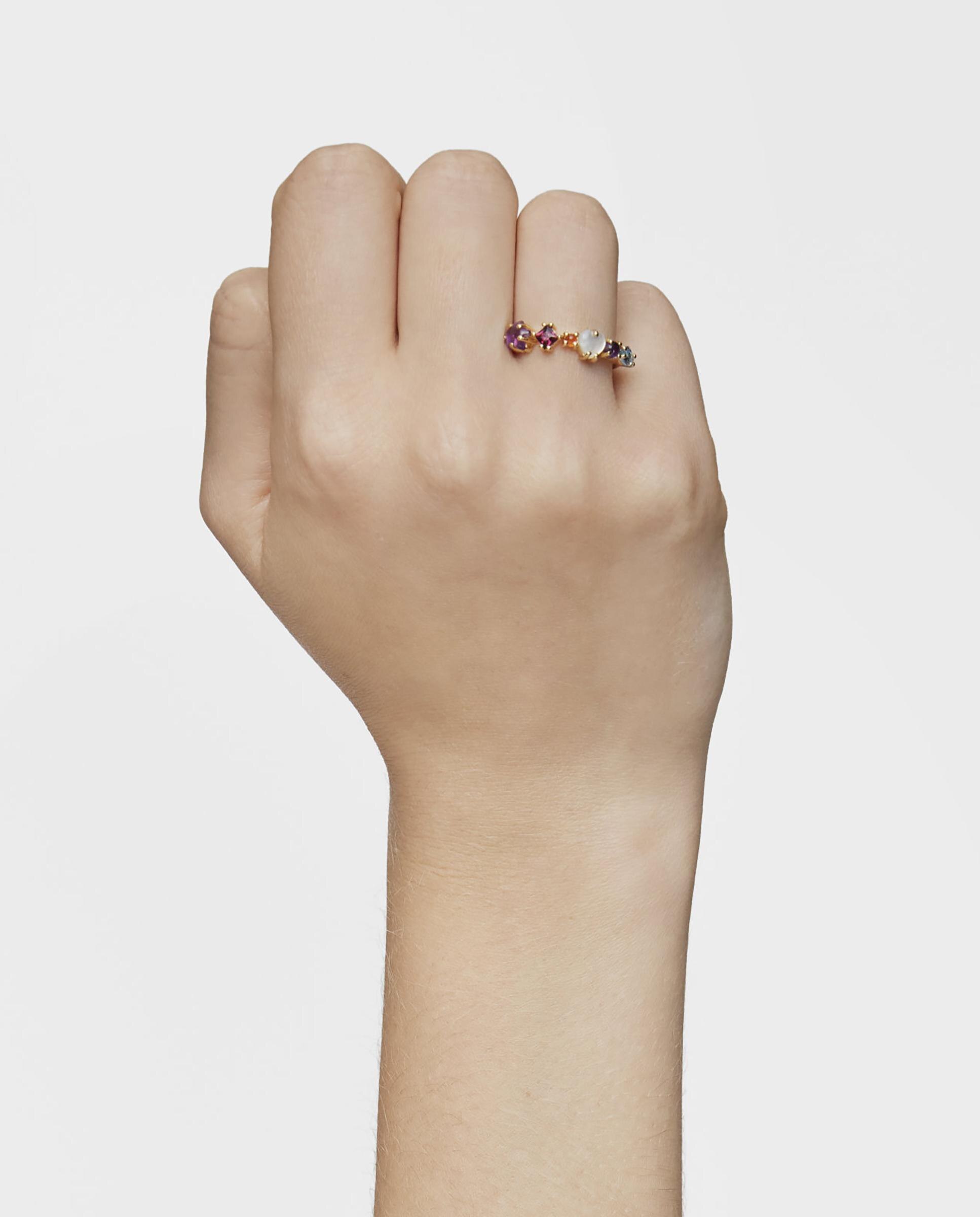 Anel Sugar Party Banhado a Ouro 18 Kt Sobre Prata e Gemas Multicolor-5