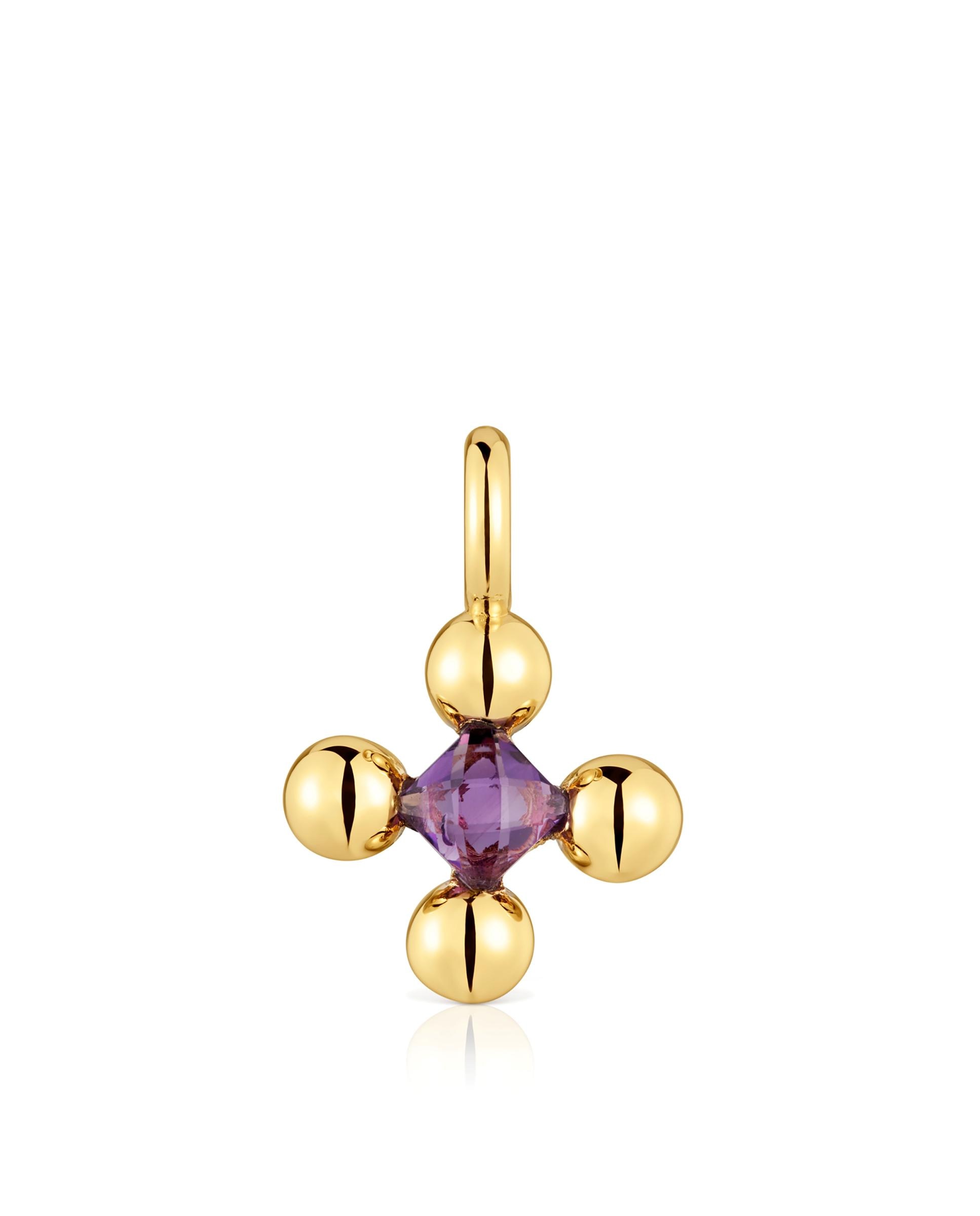 Pendente Sugar Party Pequeno Banhado em Ouro 18 Kt Sobre Prata e Ametista Roxo-1