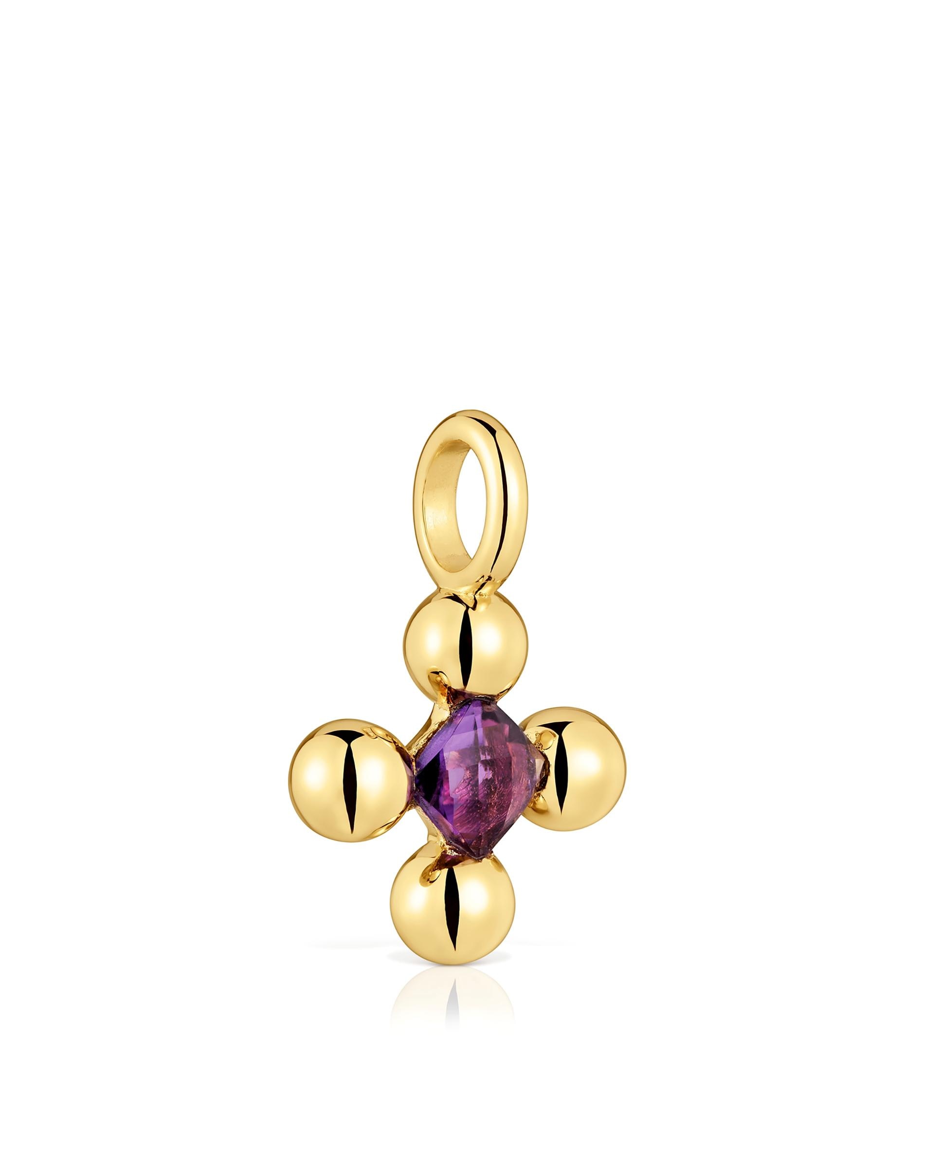 Pendente Sugar Party Pequeno Banhado em Ouro 18 Kt Sobre Prata e Ametista Roxo-2