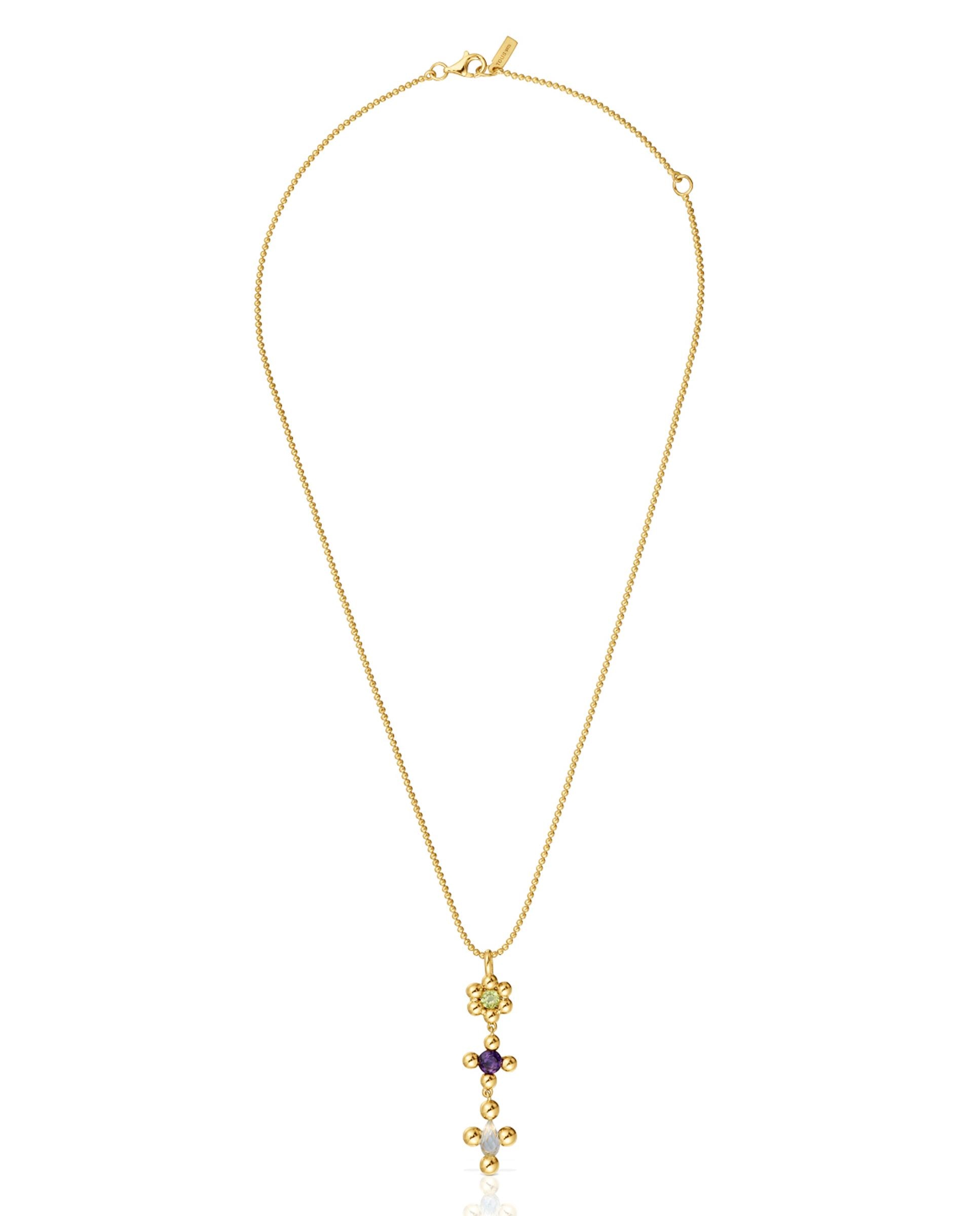 Colar Sugar Party Curto Banhado a Ouro 18 Kt Sobre Prata e Gemas Multicolor-1