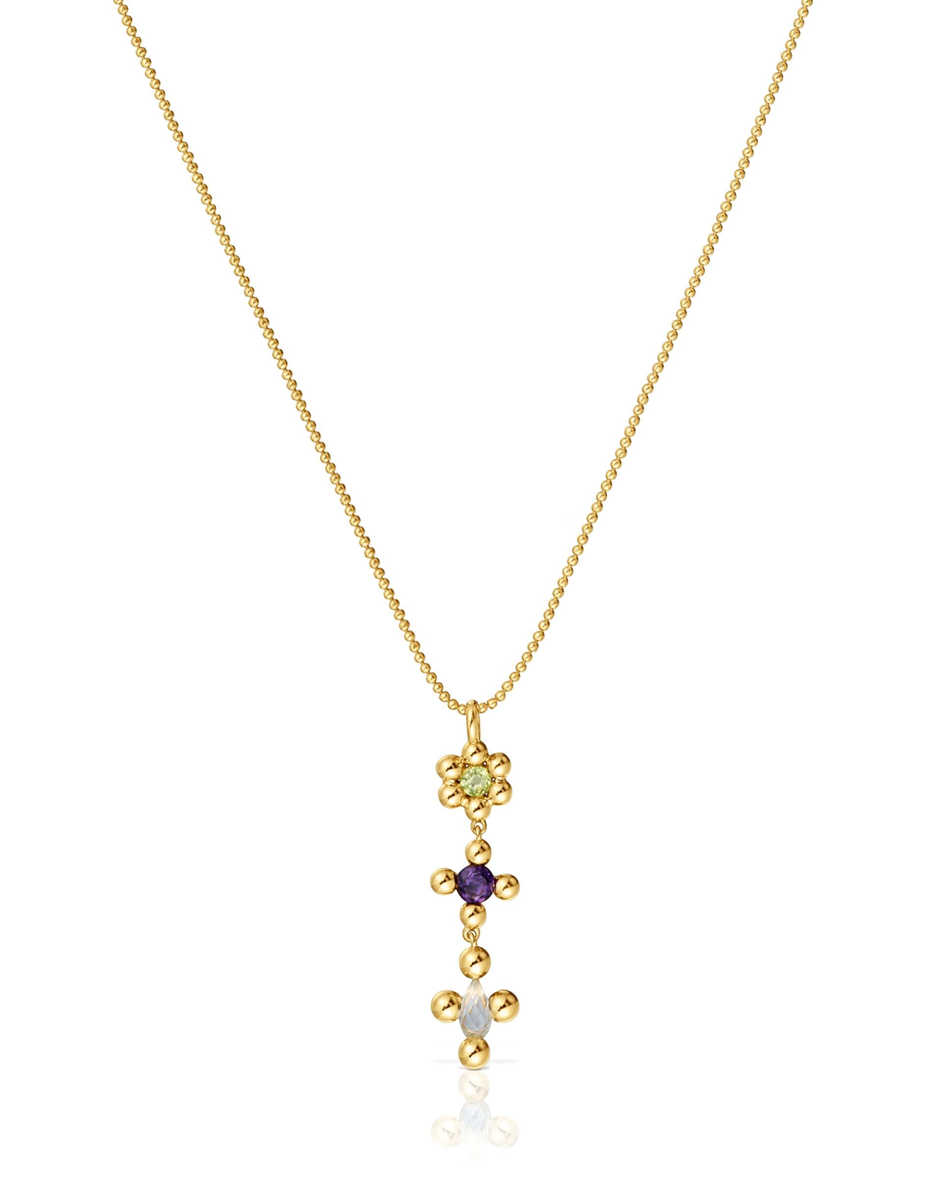 Colar Sugar Party Curto Banhado a Ouro 18 Kt Sobre Prata e Gemas Multicolor-2