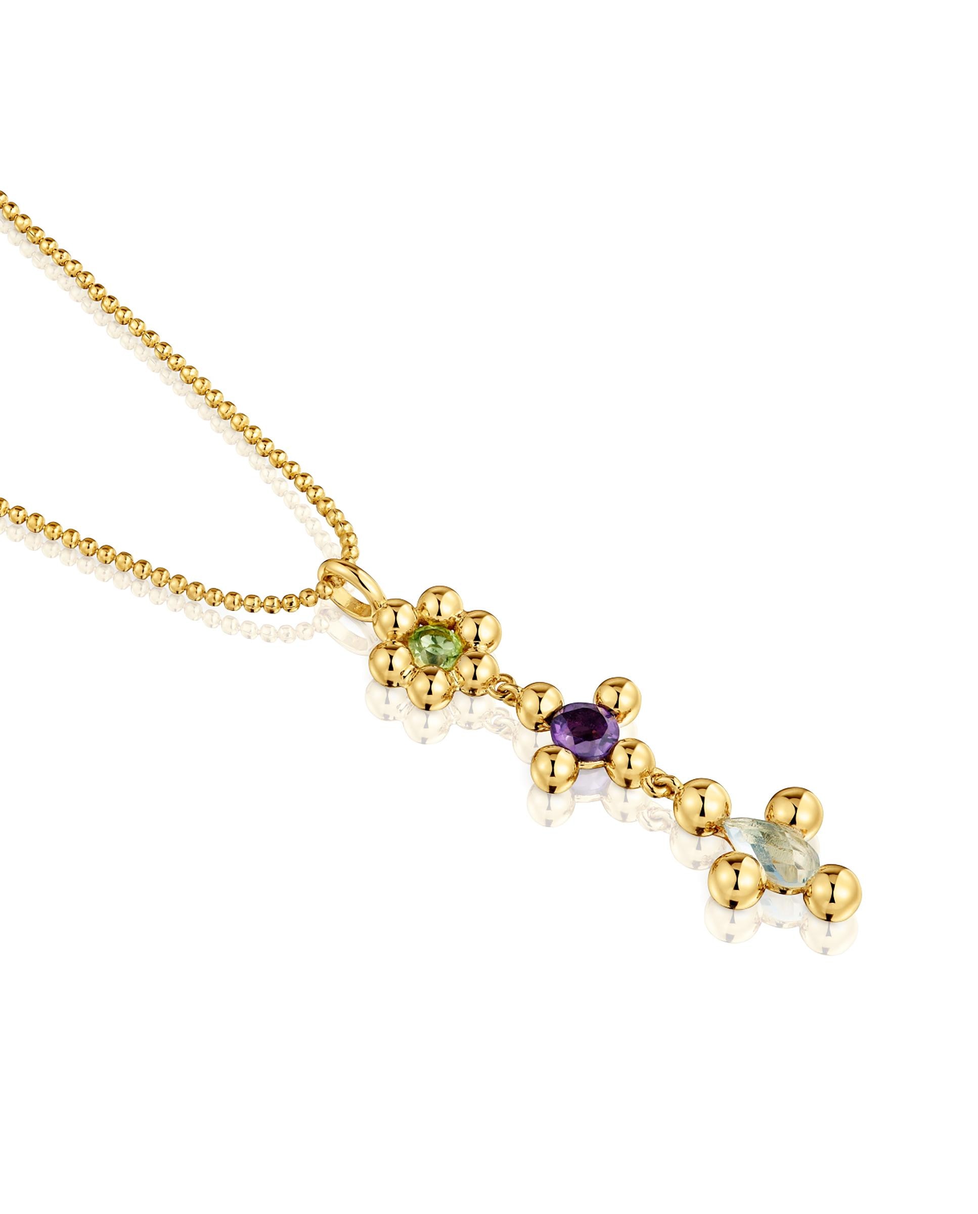 Colar Sugar Party Curto Banhado a Ouro 18 Kt Sobre Prata e Gemas Multicolor-3