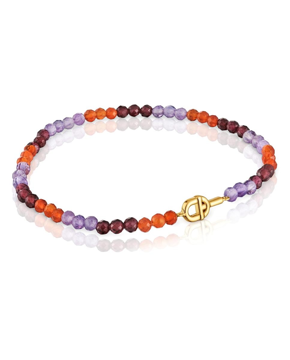 Pulseira Manifesto Elástica de Ouro e Gemas Multicolor-1