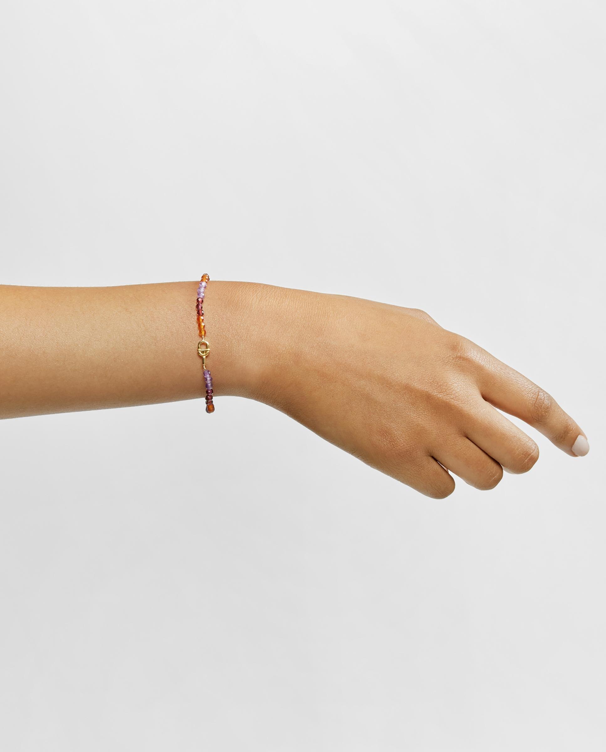 Pulseira Manifesto Elástica de Ouro e Gemas Multicolor-2